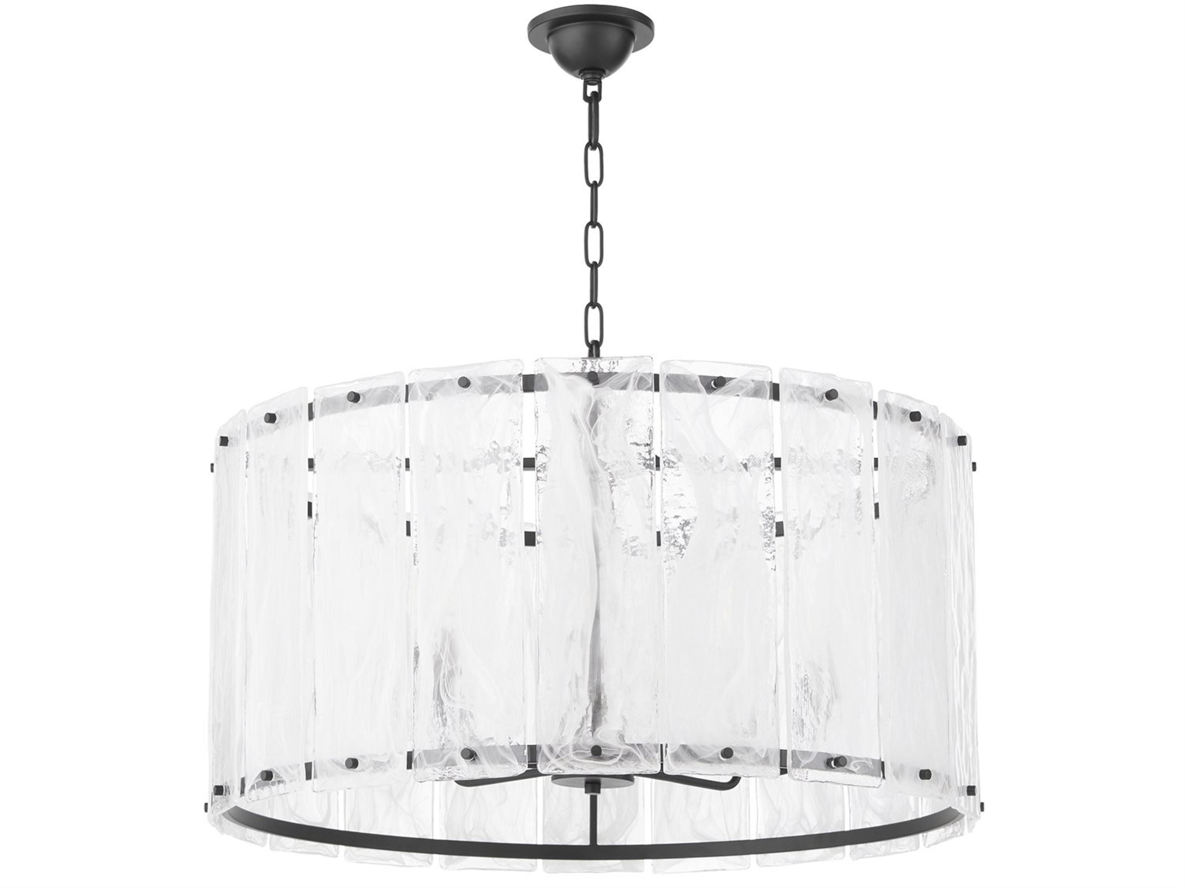 Prestige 8-Light Aged Brass Black Drum Pendant