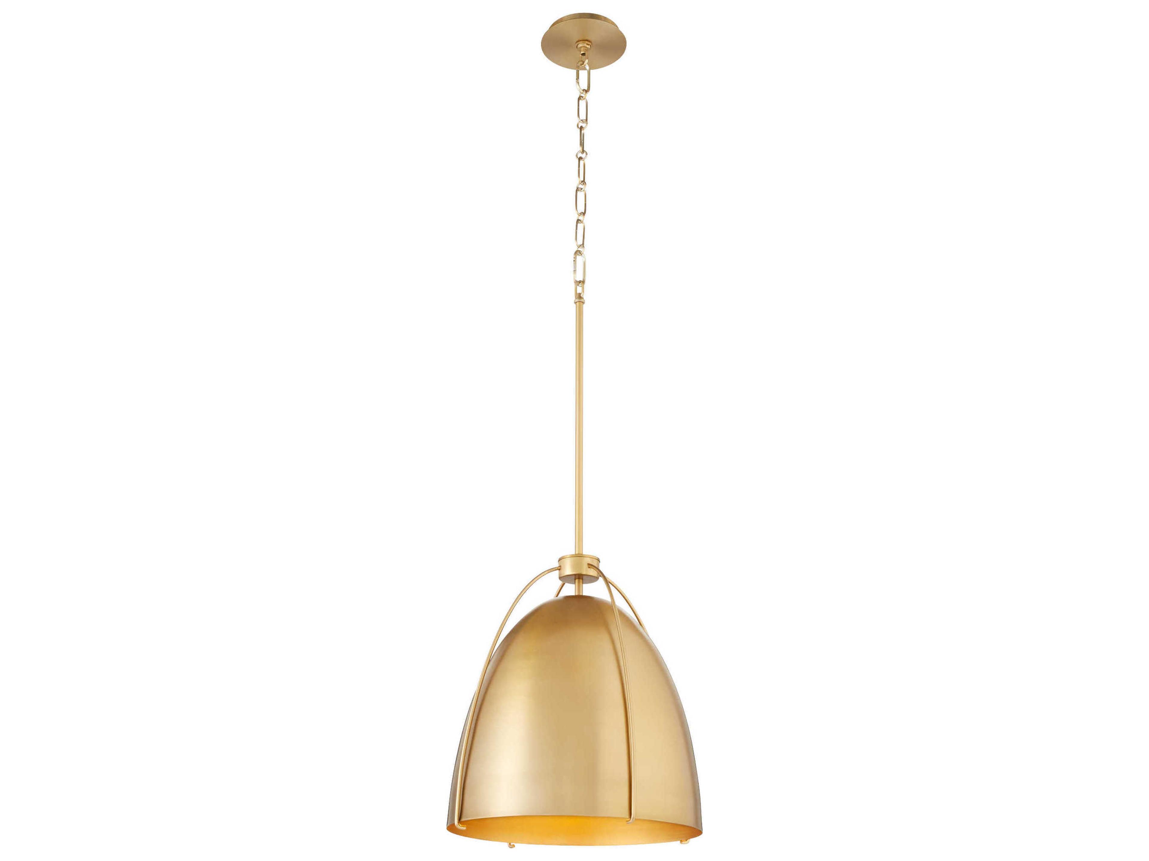 Quorum Jamie 1-Light Aged Brass Bell Pendant
