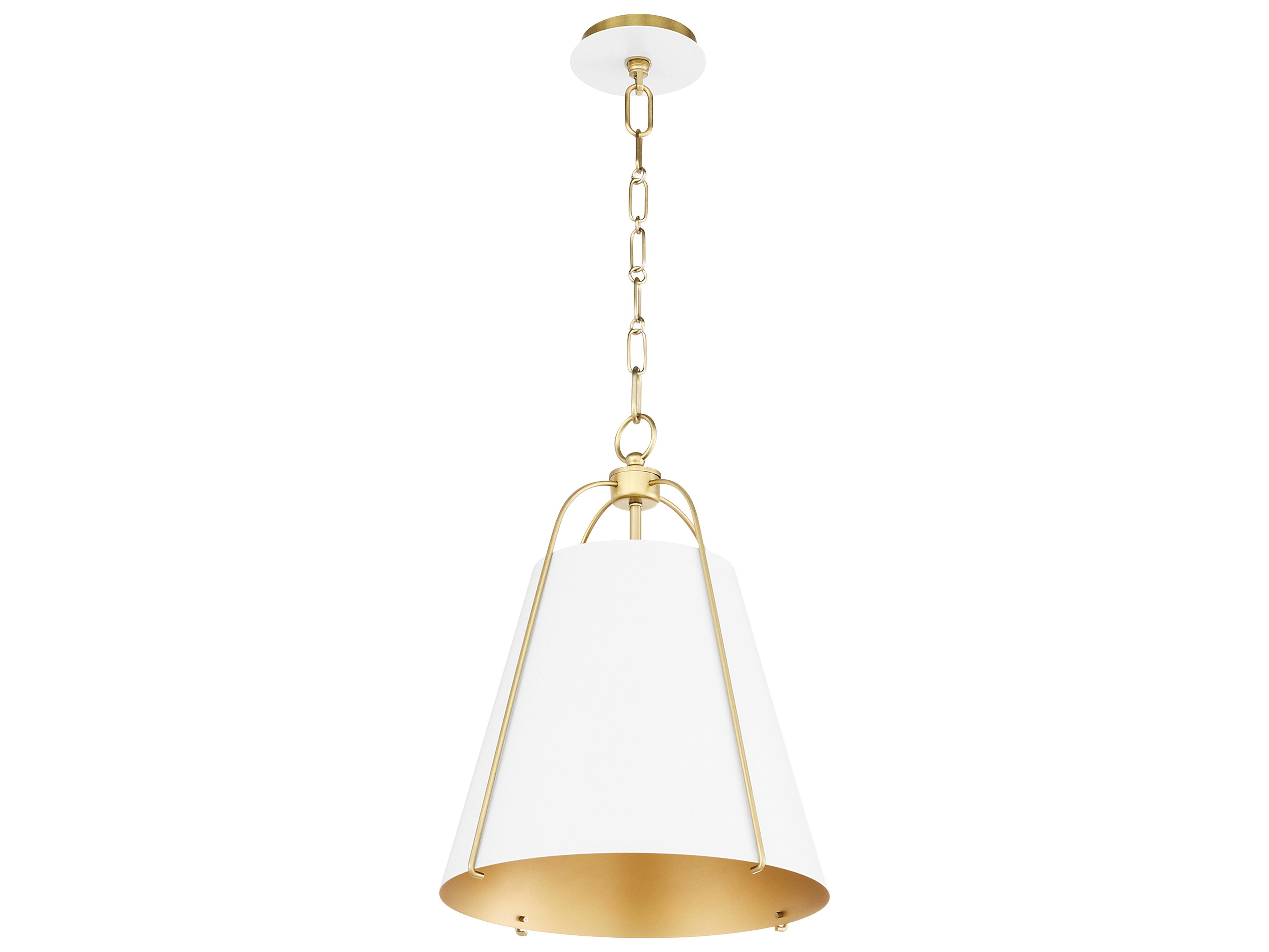 Ellen 1-Light Studio White W Aged Brass Pendant