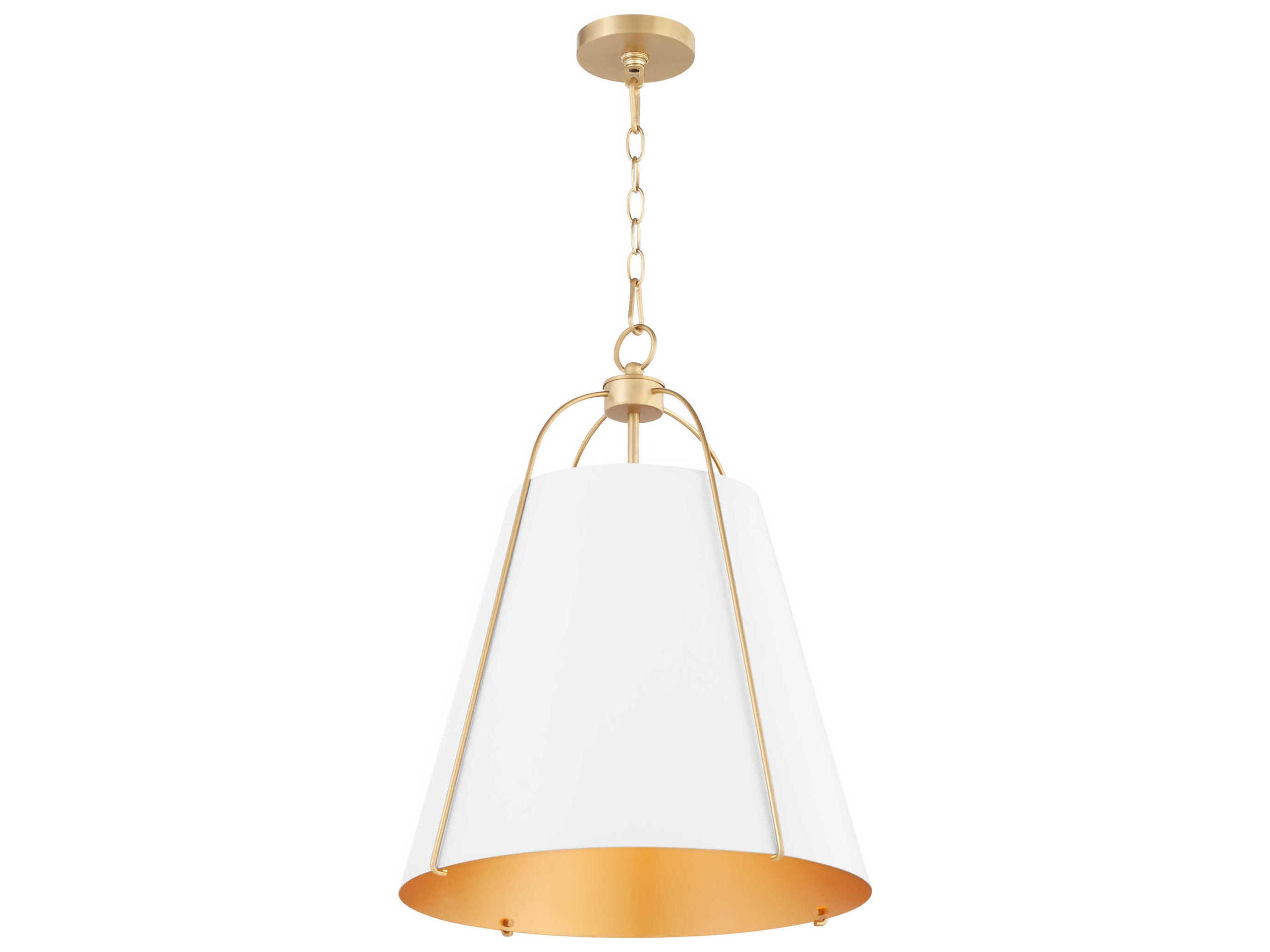 Ellen 3-Light Studio White Aged Brass Drum Pendant