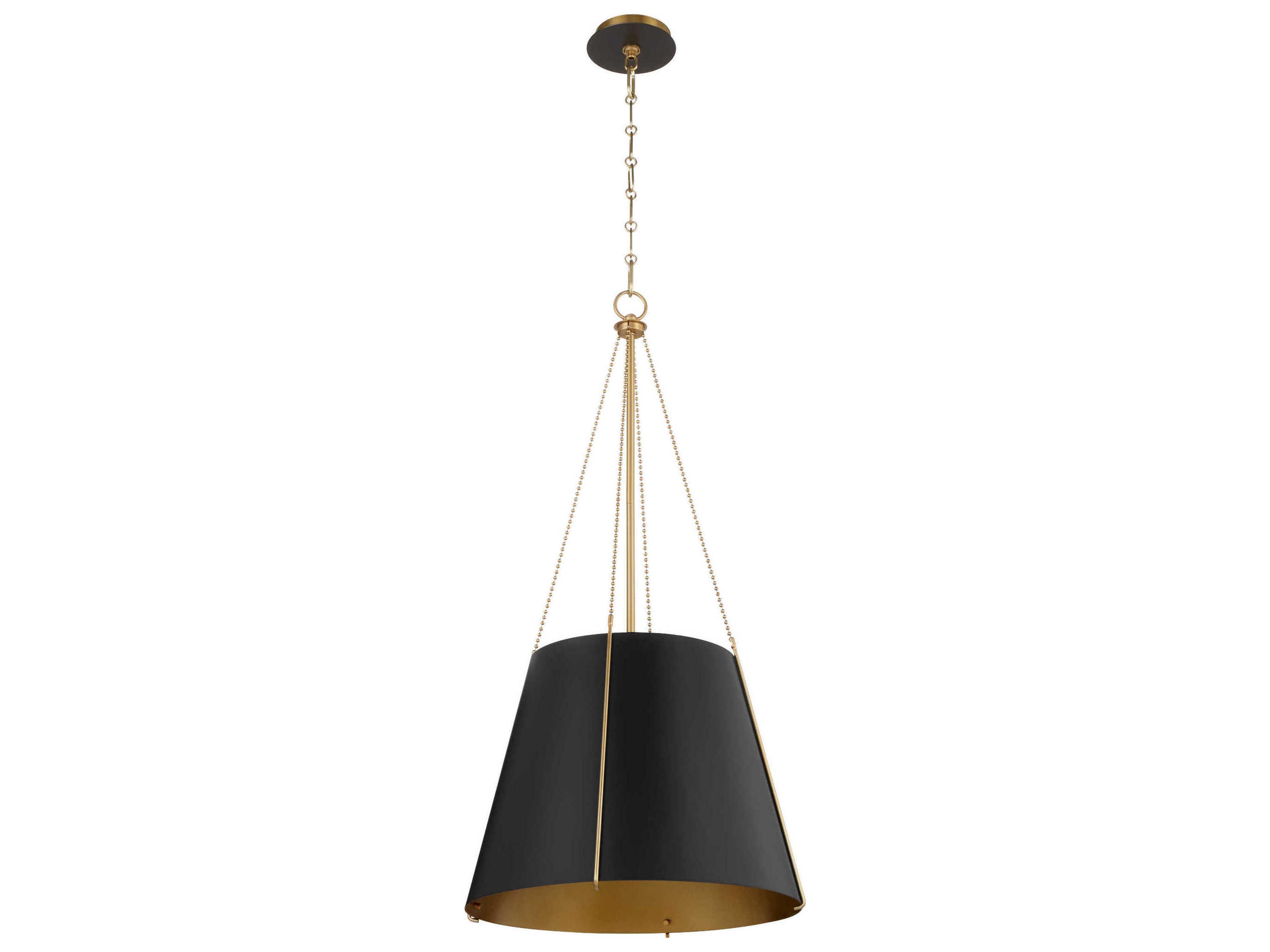 Denise 3-Light Matte Black Aged Brass Drum Pendant