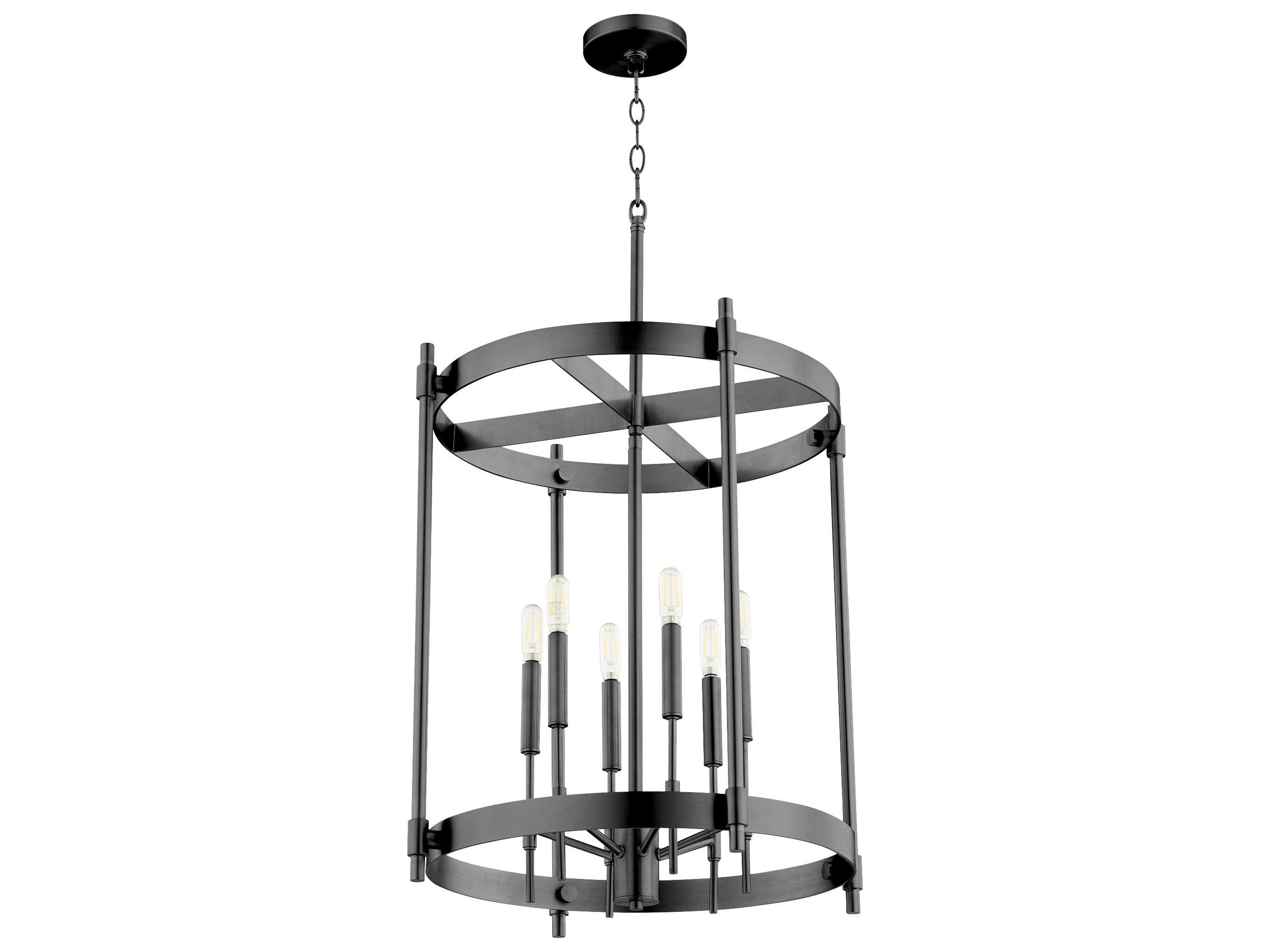 Hamilton 6-Light Matte Black Cylinder Pendant