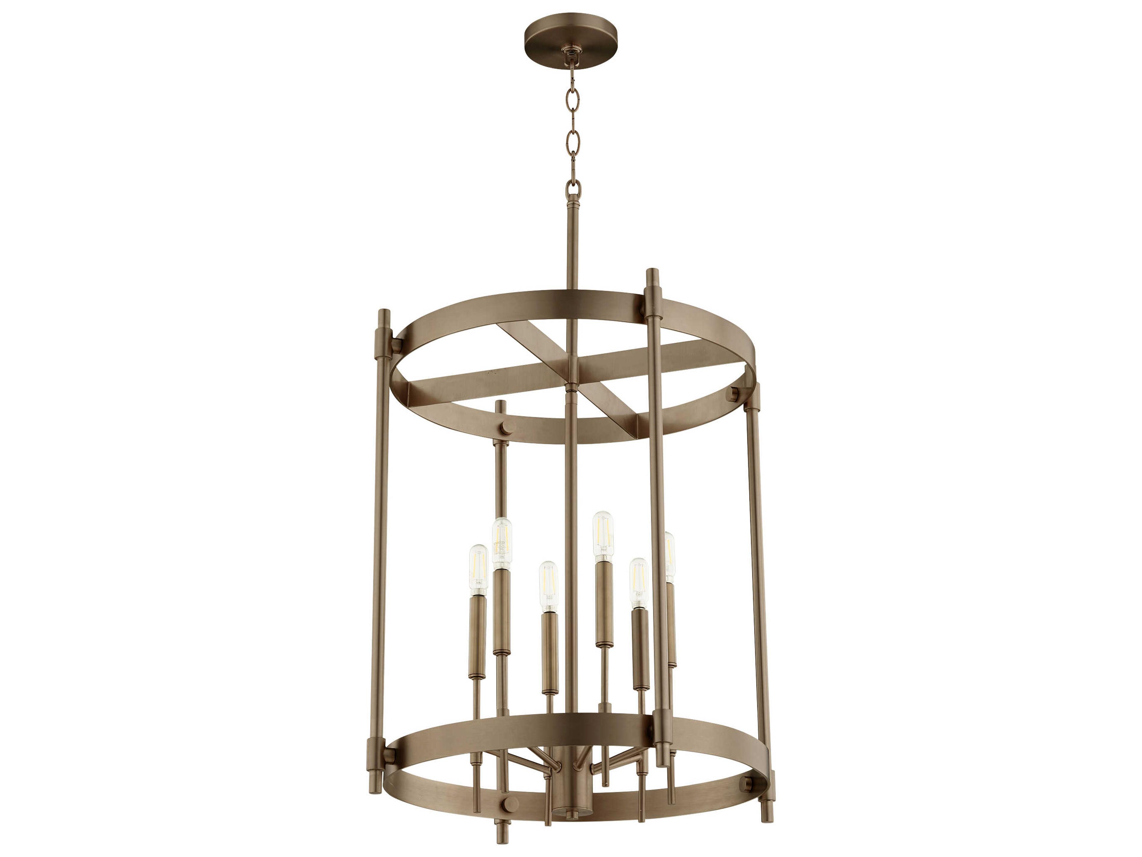 Hamilton 6-Light Dark Brass Cylinder Pendant