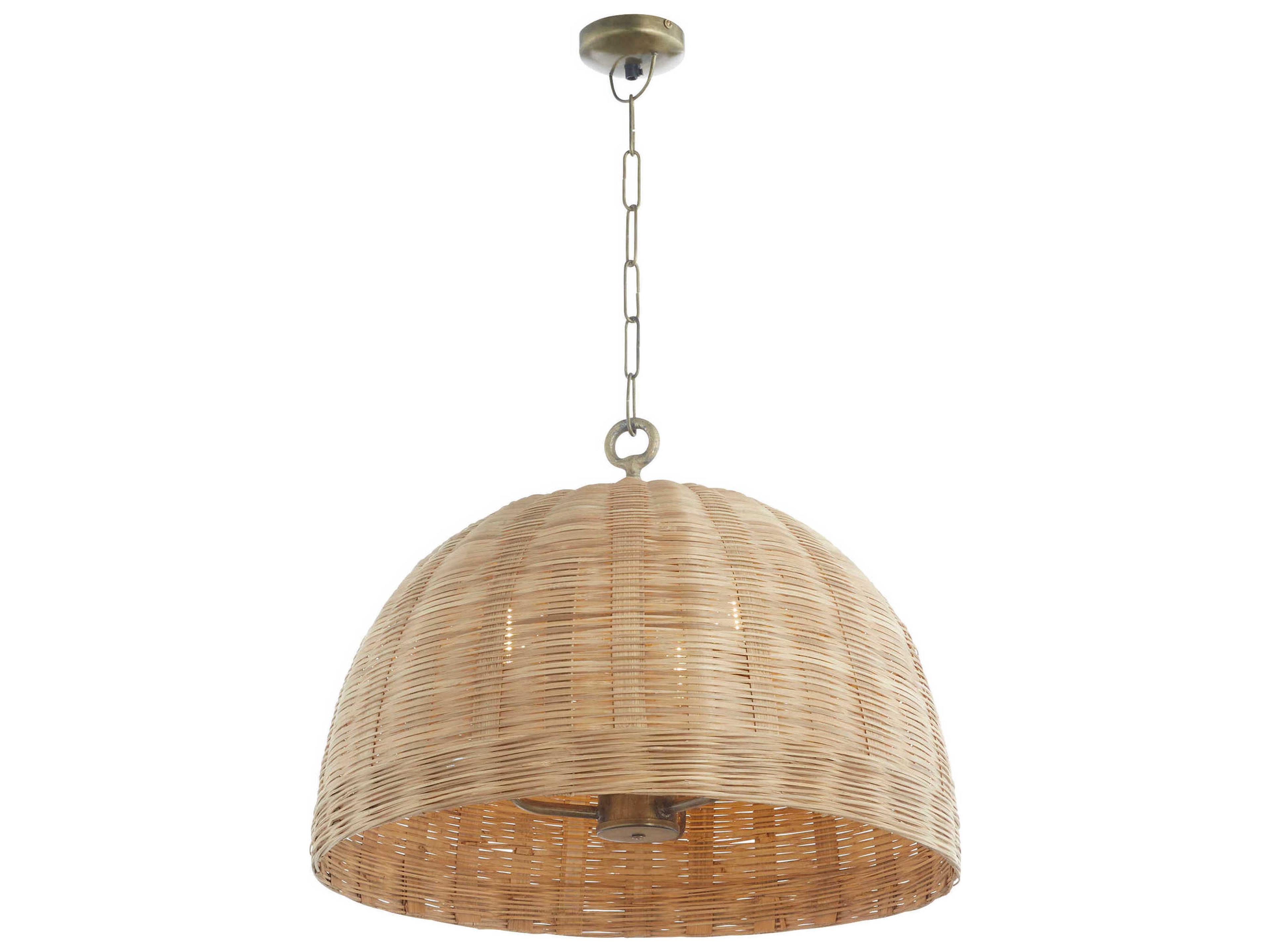 Quorum 3-Light Artisan Brass Dome Pendant