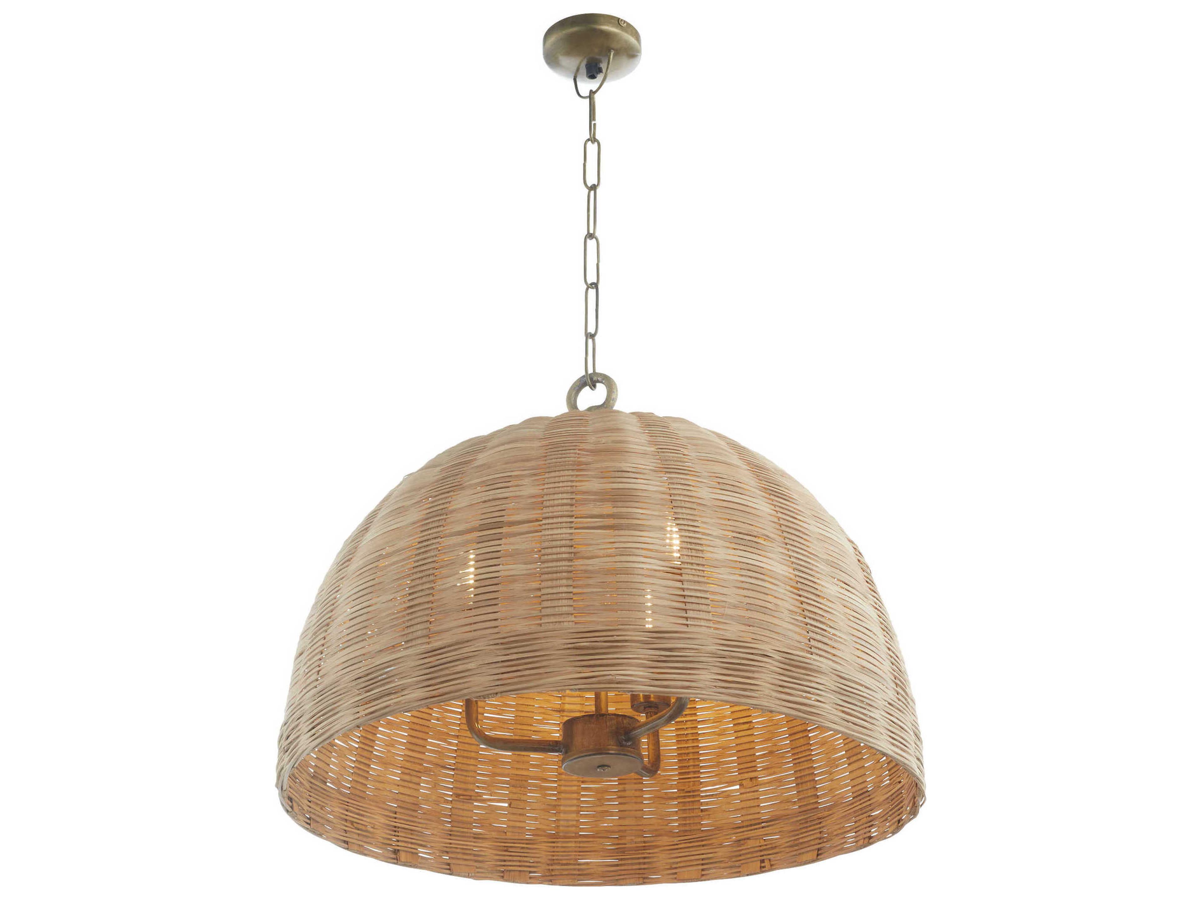 Quorum 3-Light Artisan Brass Dome Pendant