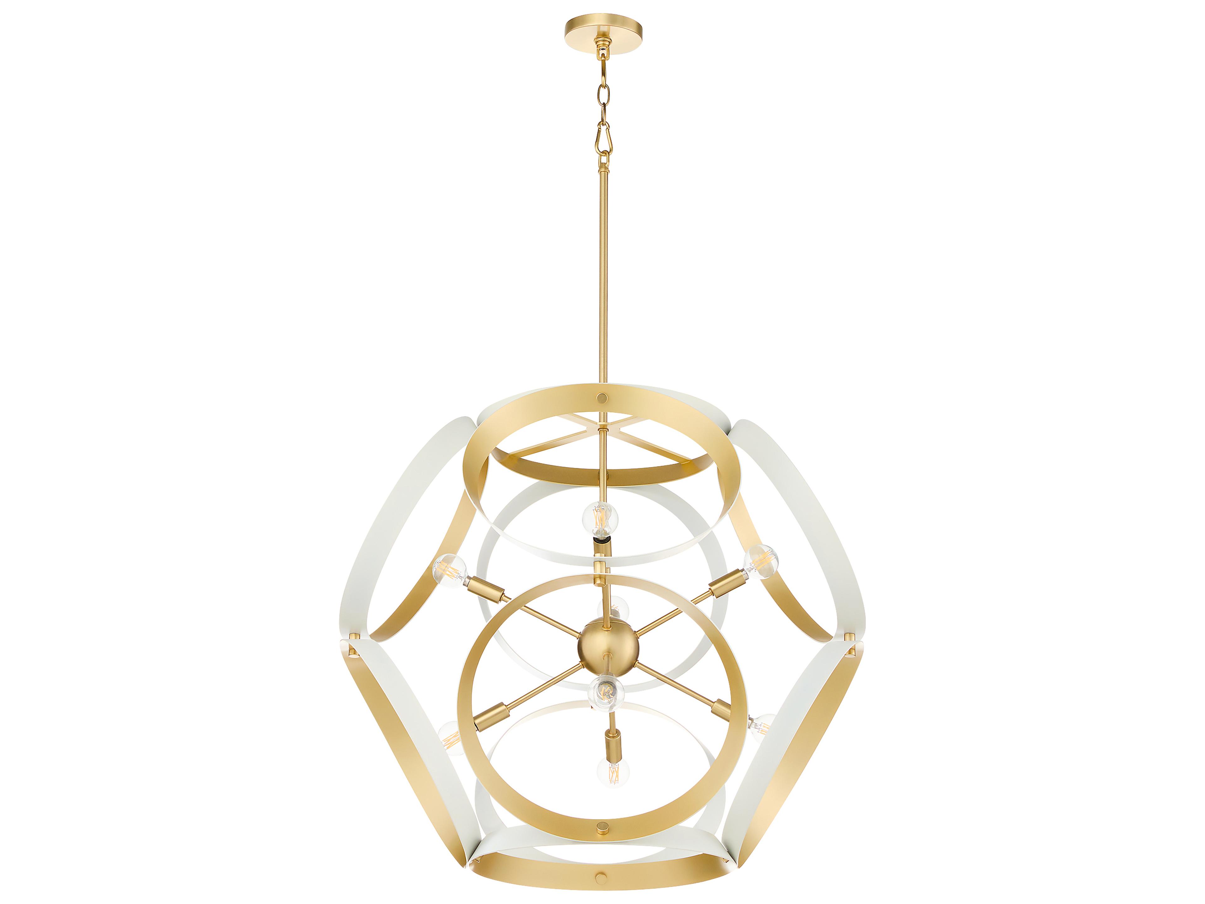 Domain 8-Light Studio White Aged Brass Globe Pendant