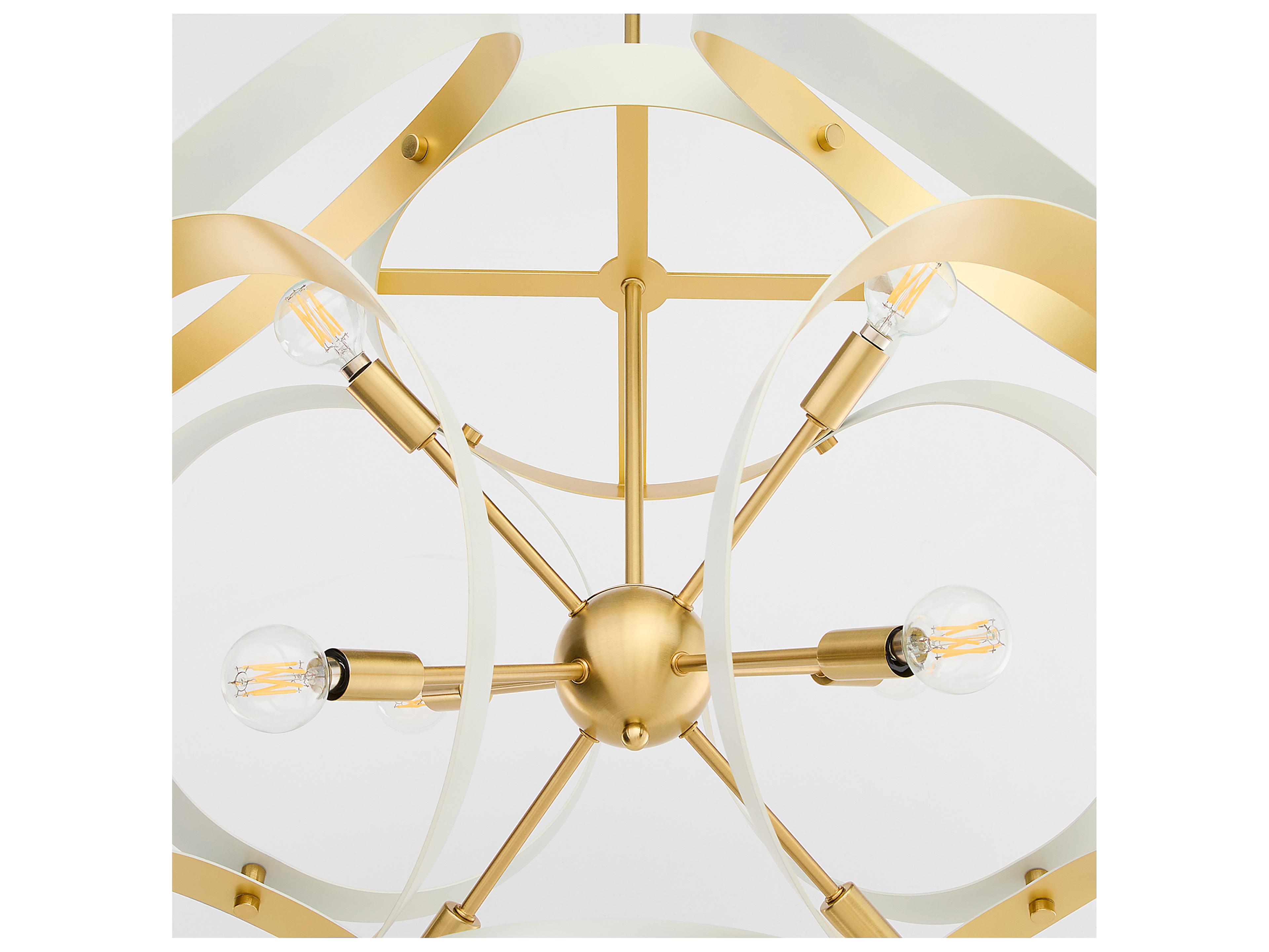 Quorum Domain 8-Light Studio White Aged Brass Globe Pendant