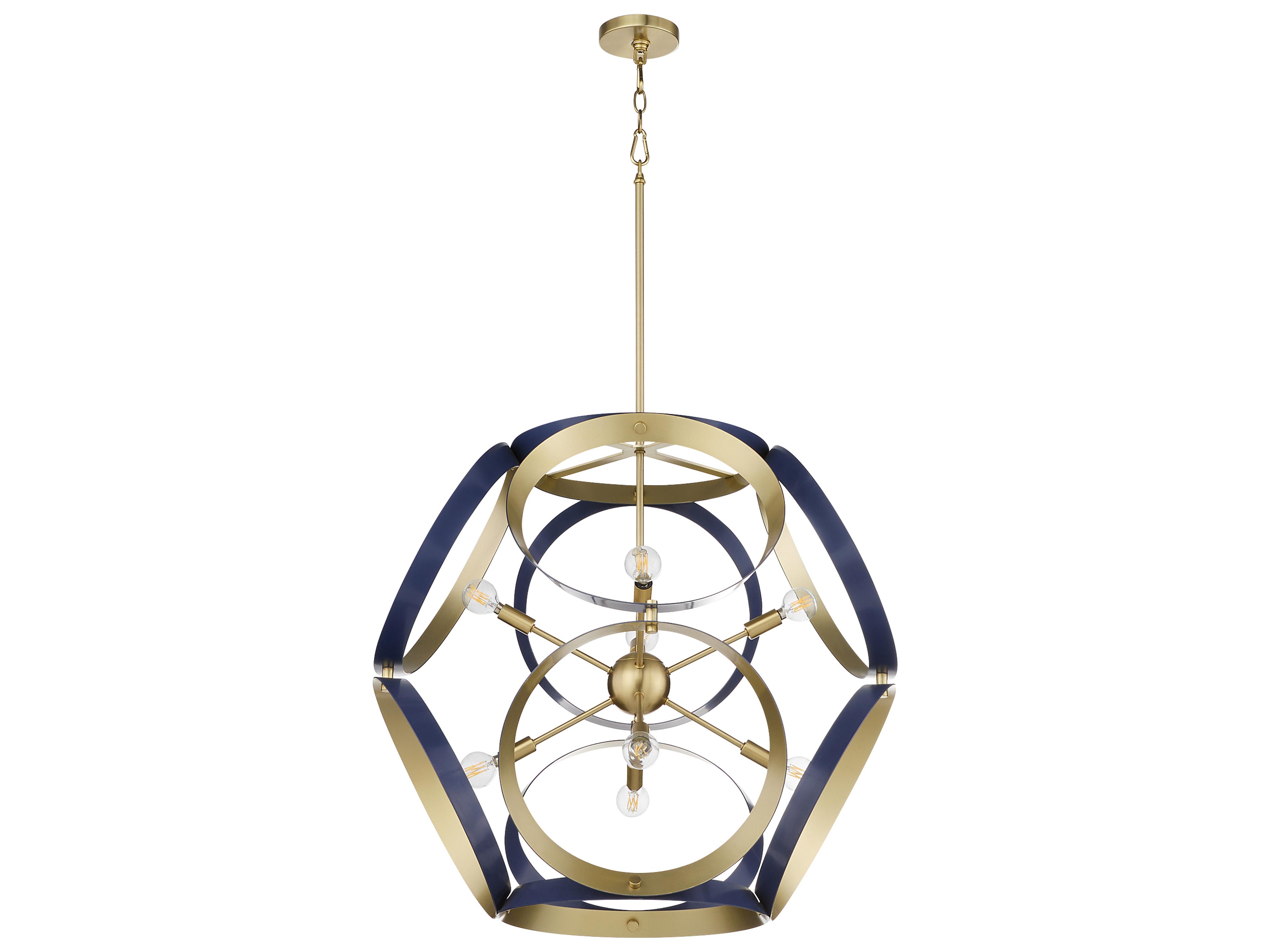 Domain 8-Light Blue Aged Brass Globe Pendant