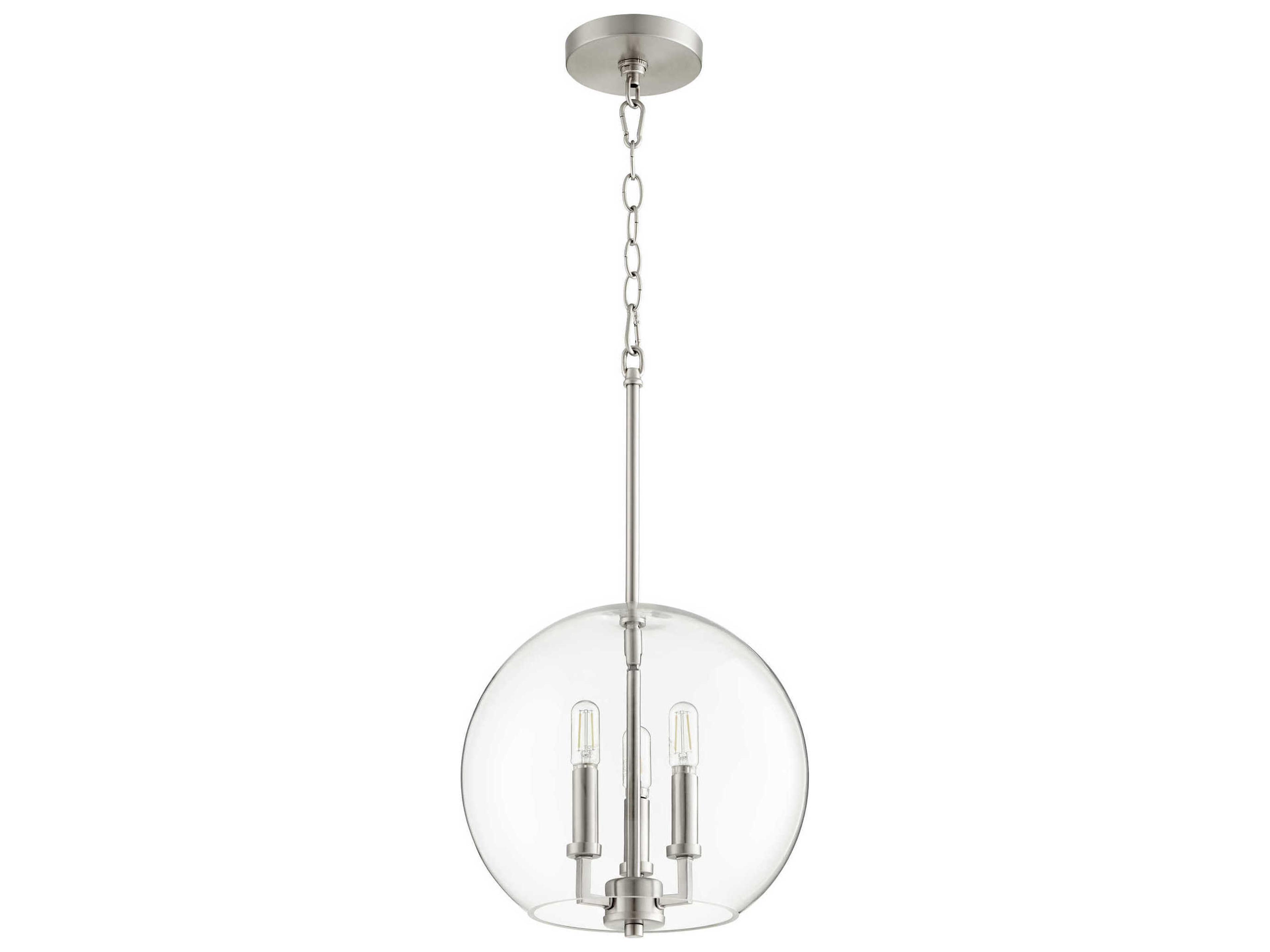 3-Light Satin Nickel Glass Candelabra Globe Chandelier