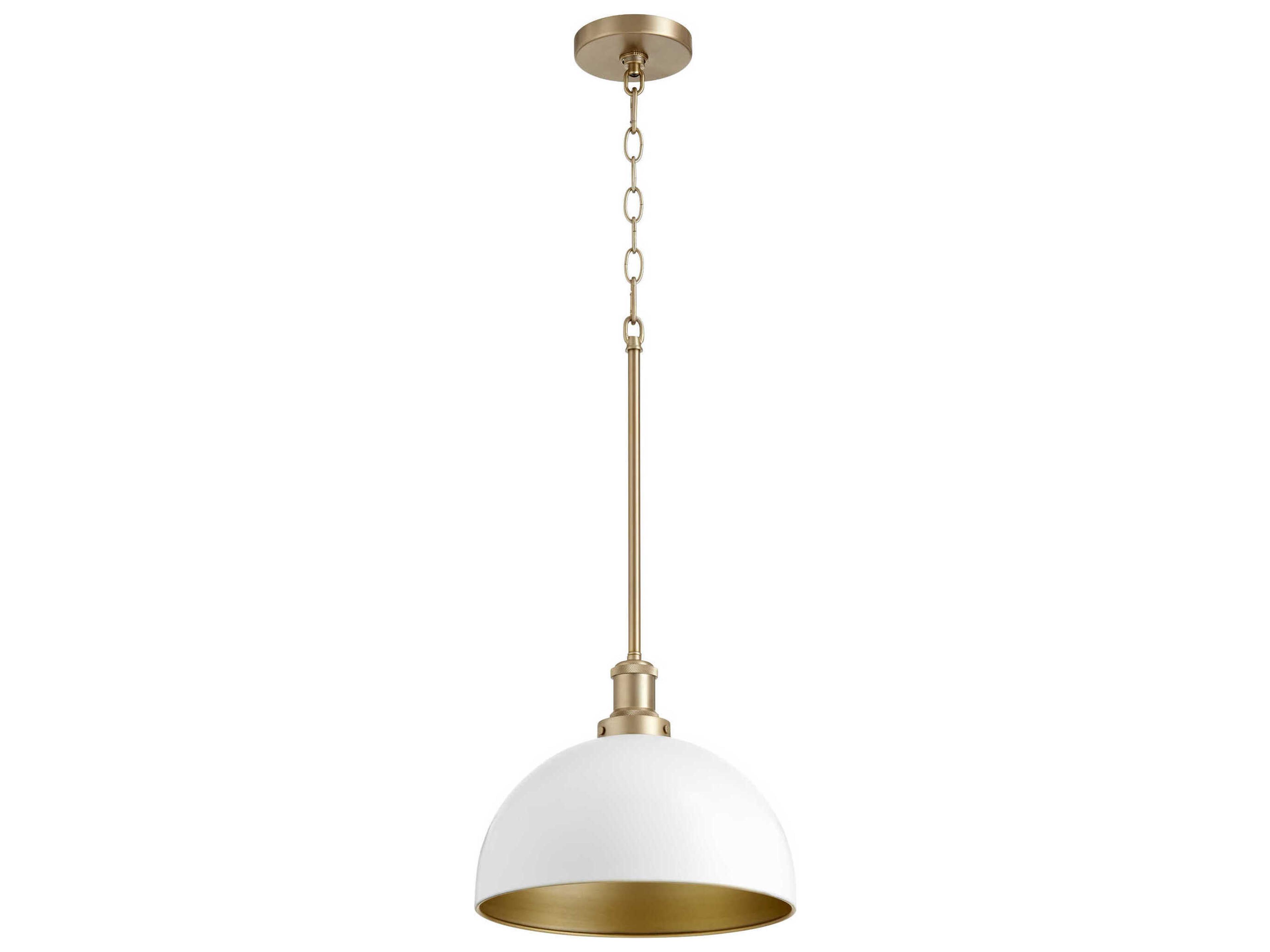 1-Light Studio White Aged Brass Dome Mini Pendant