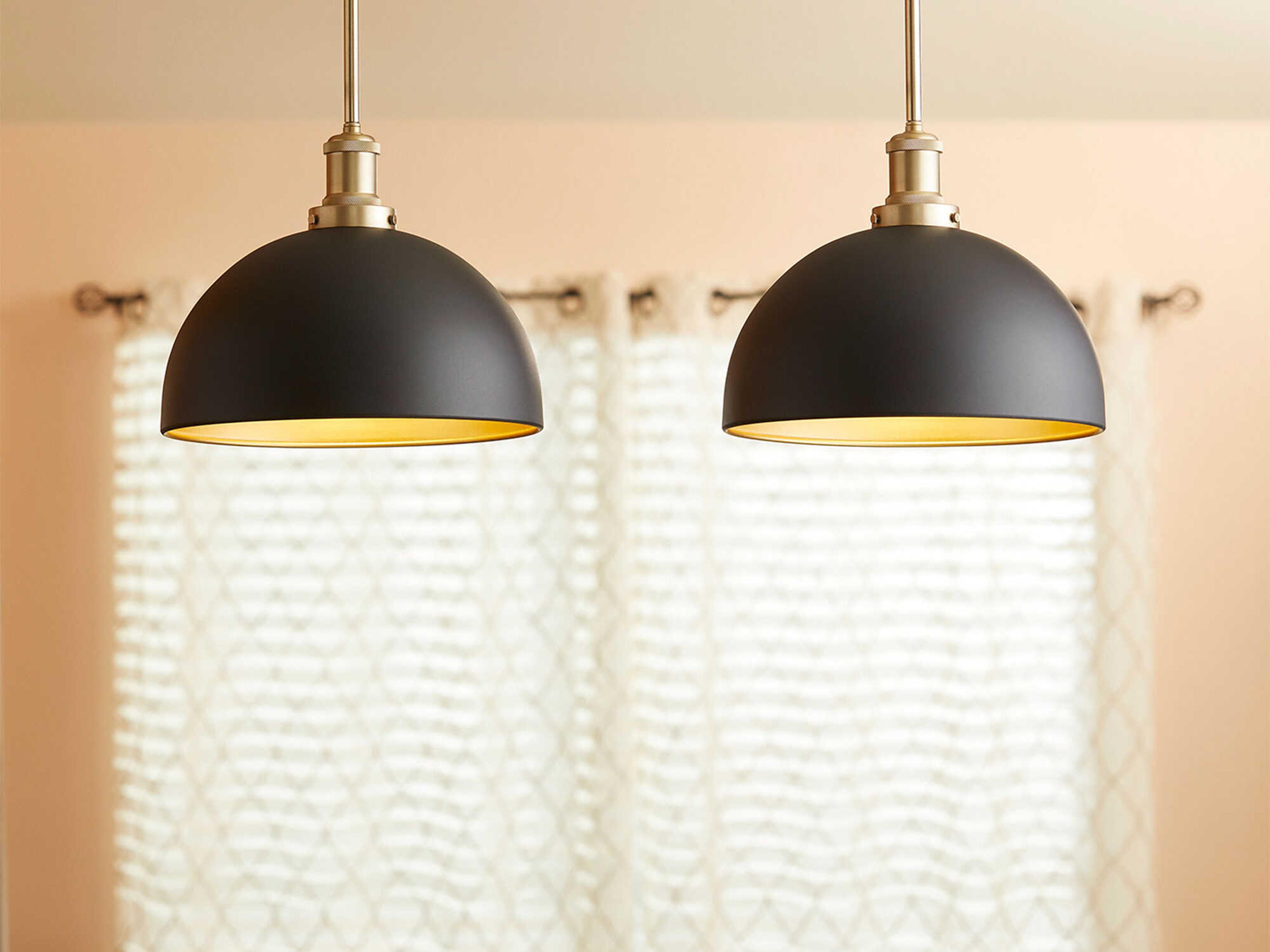 Quorum 1-Light Noir Aged Brass Black Dome Mini Pendant