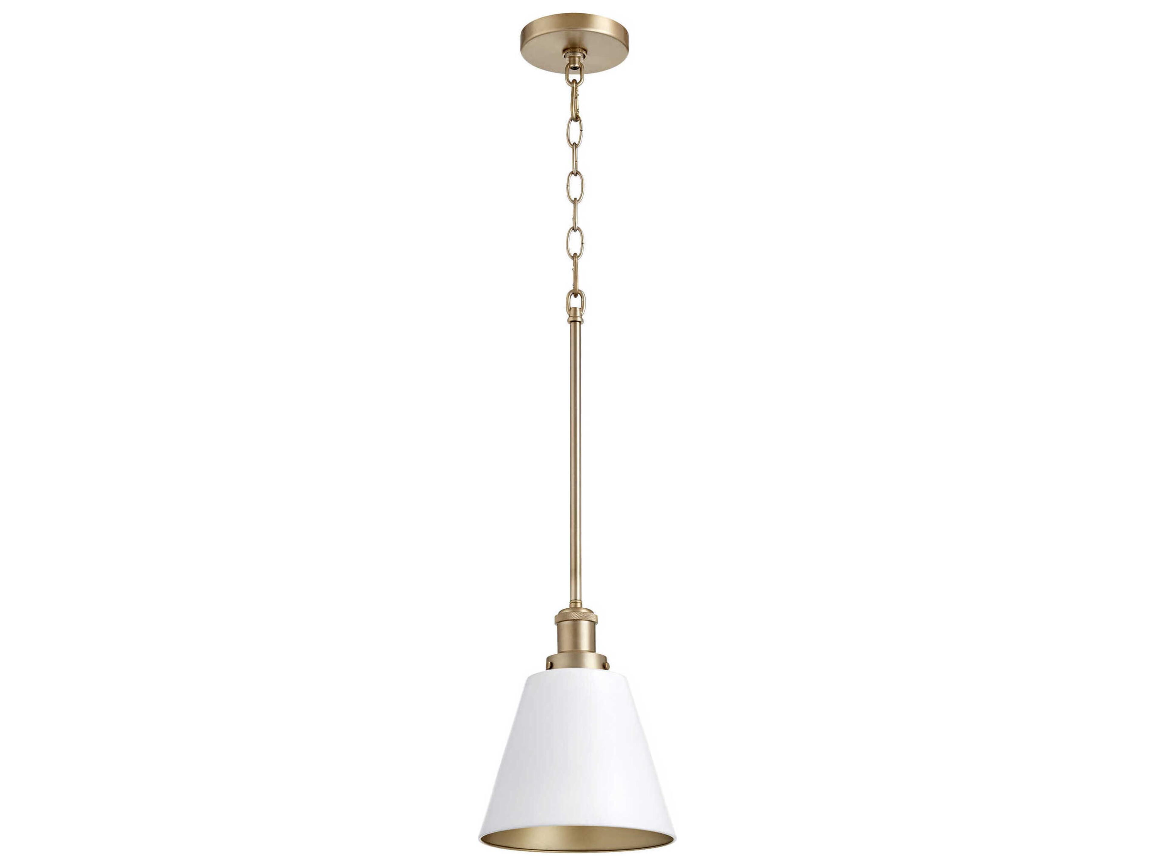 1-Light Studio White Aged Brass Mini Pendant