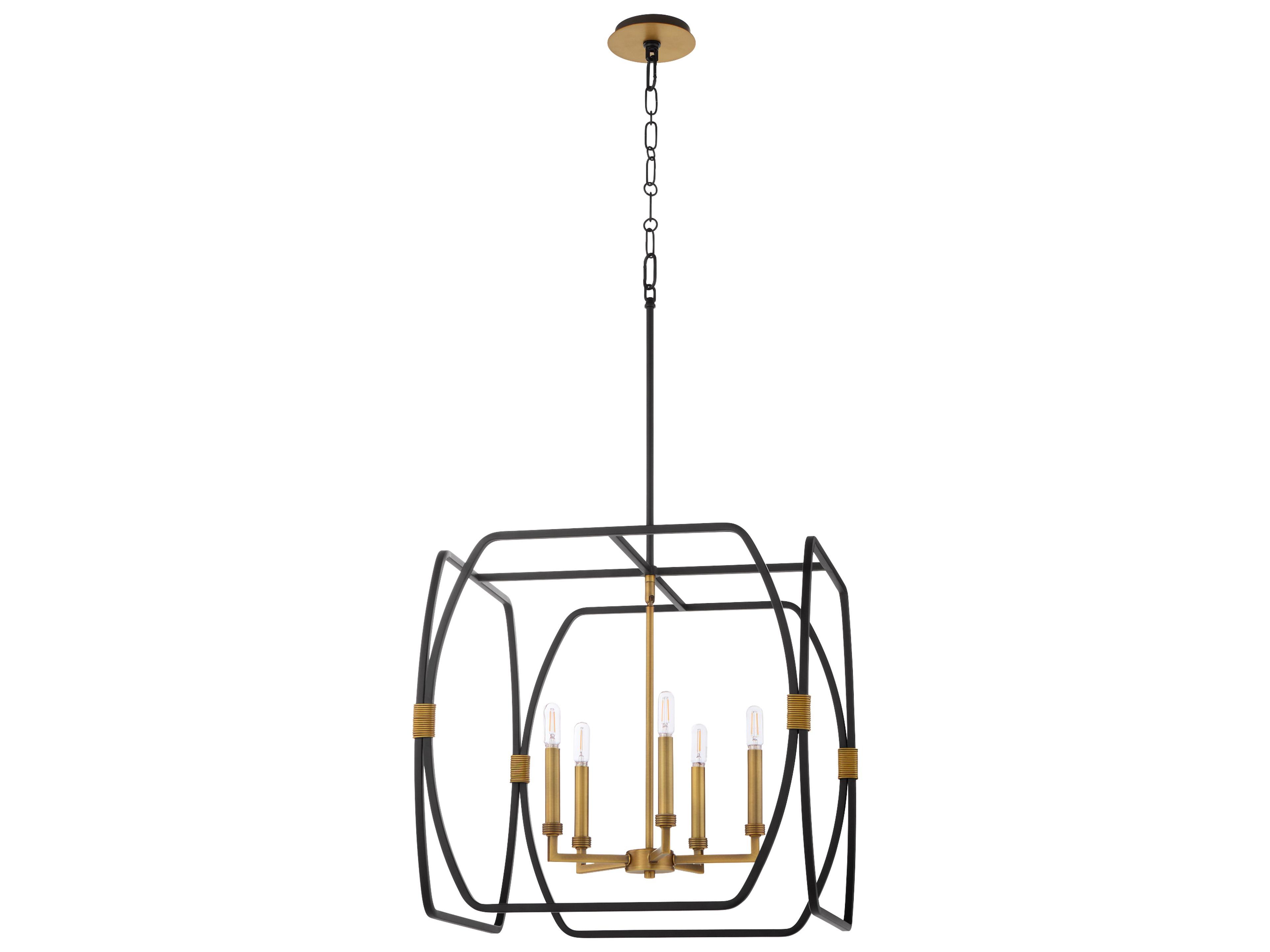 Bishop 5-Light Matte Black Brushed Brass Lantern Pendant