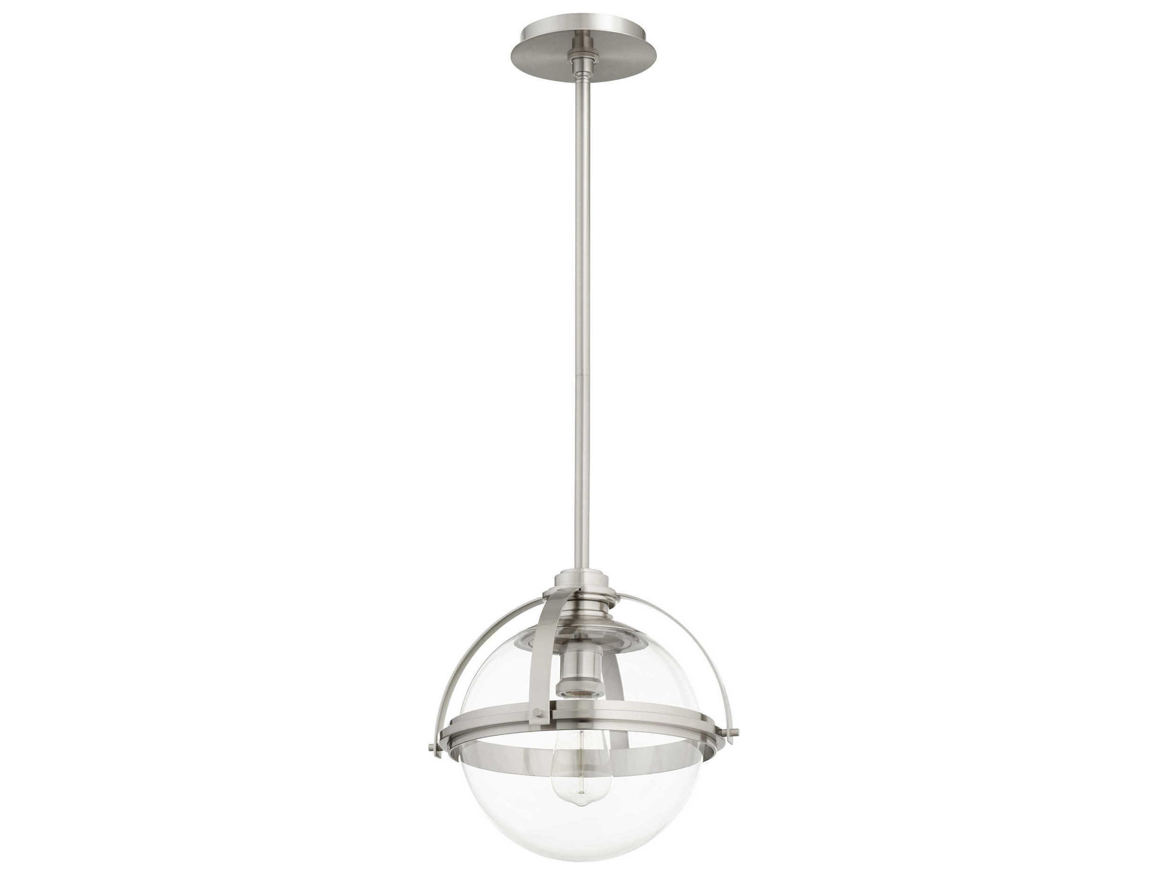 1-Light Satin Nickel Glass Globe Pendant