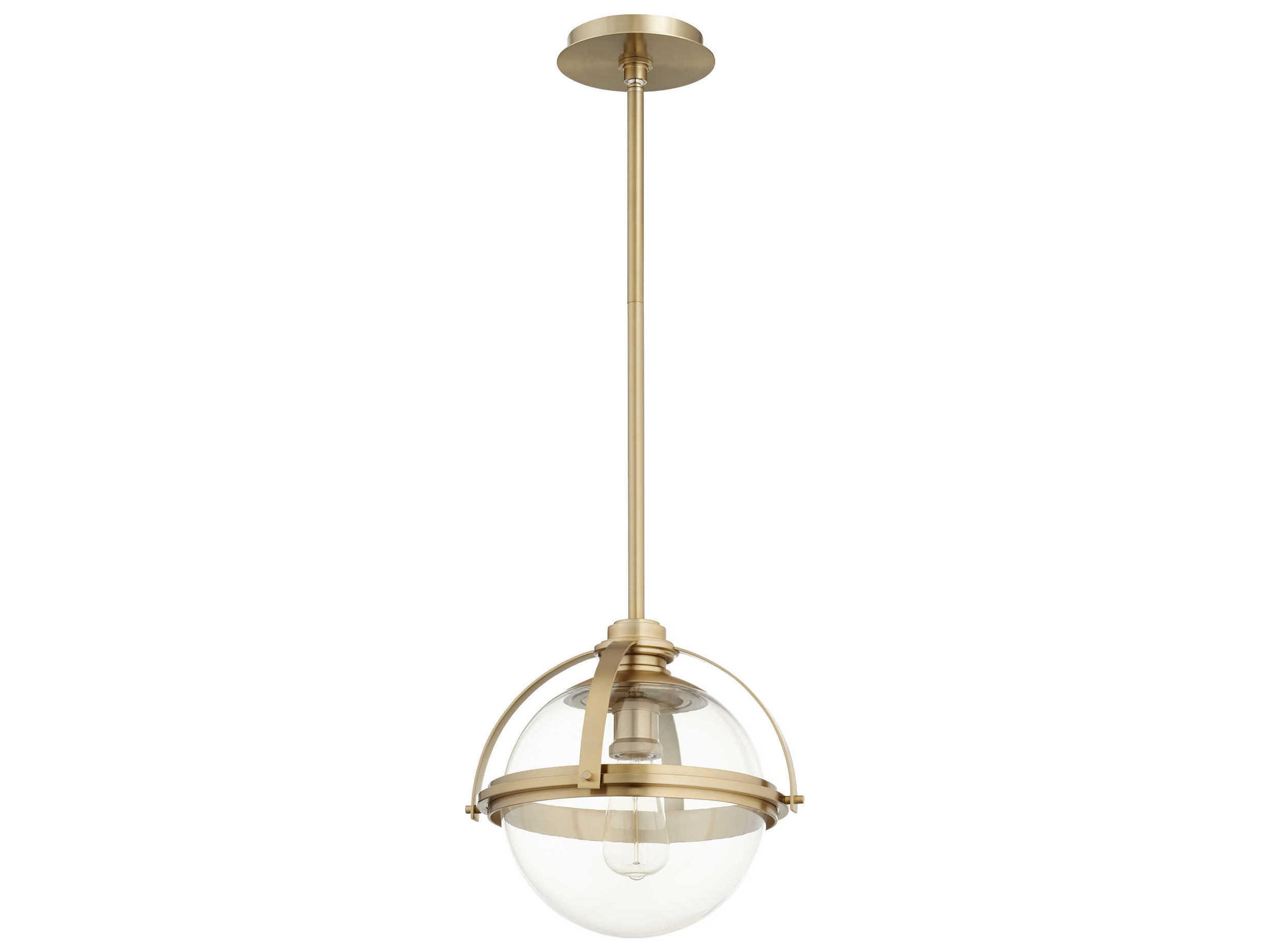 1-Light Aged Brass Globe Pendant