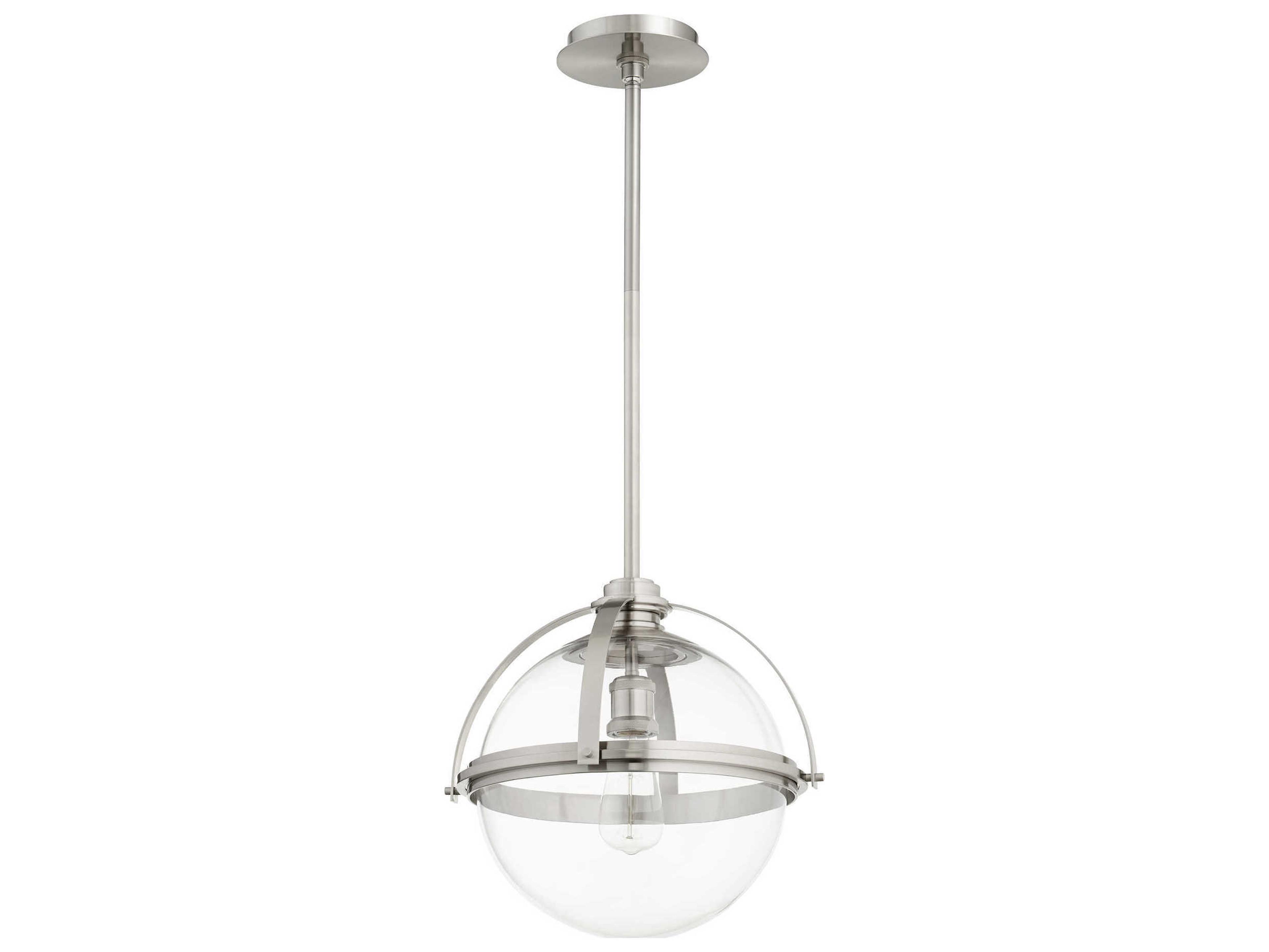 1-Light Satin Nickel Glass Globe Pendant