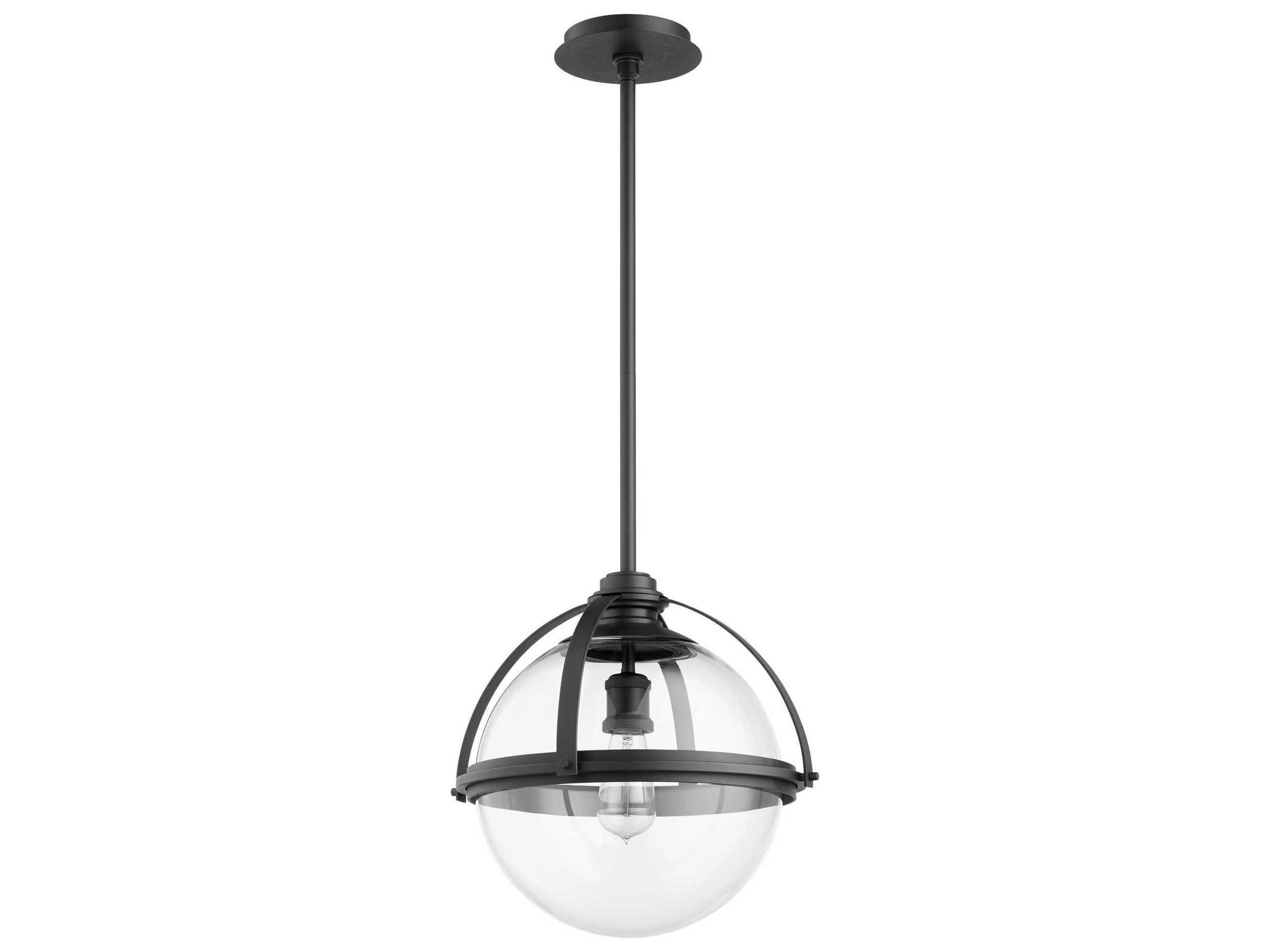 1-Light Noir Black Glass Globe Pendant