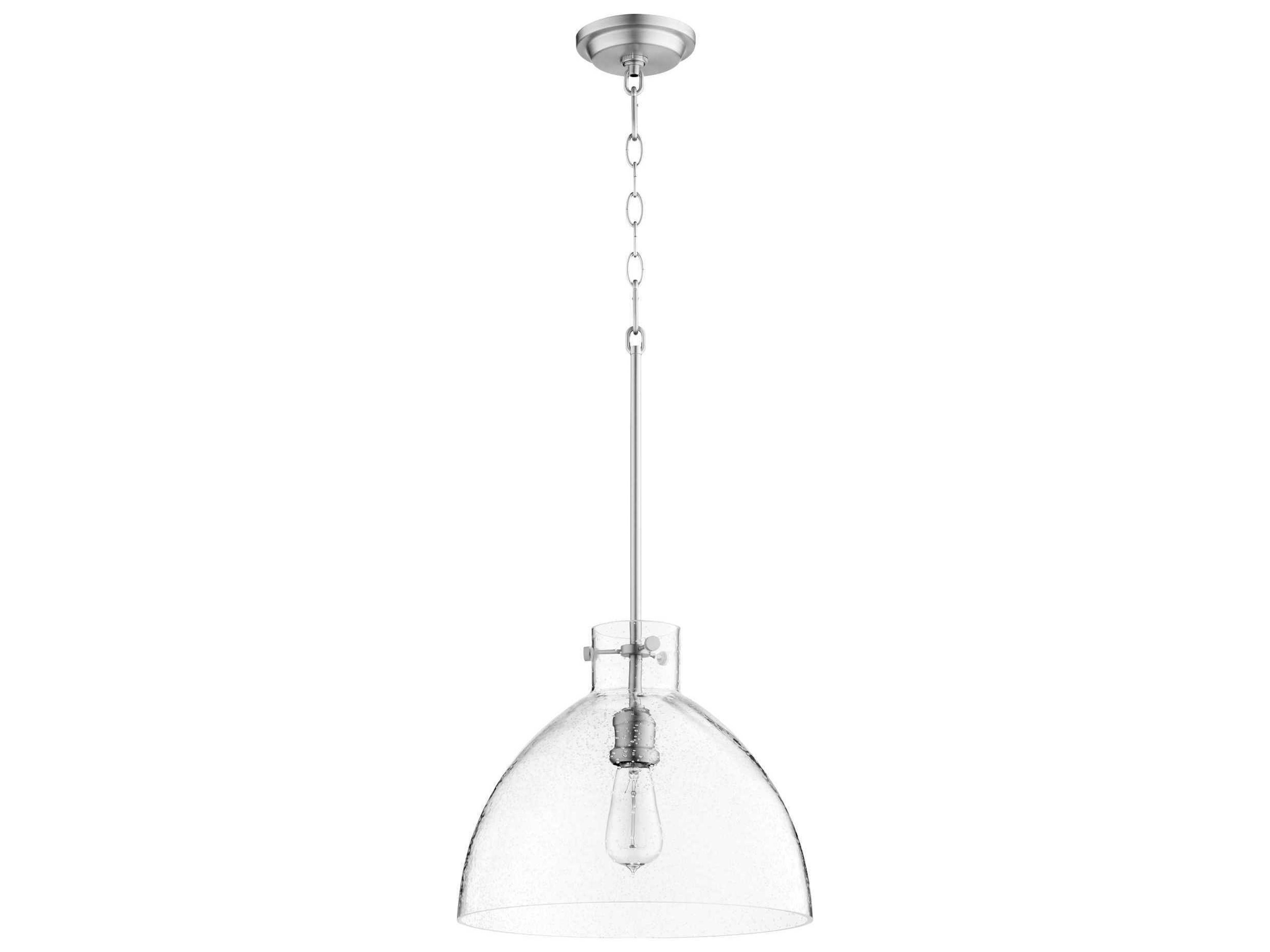 Quorum 1-Light Satin Nickel Glass Dome Pendant