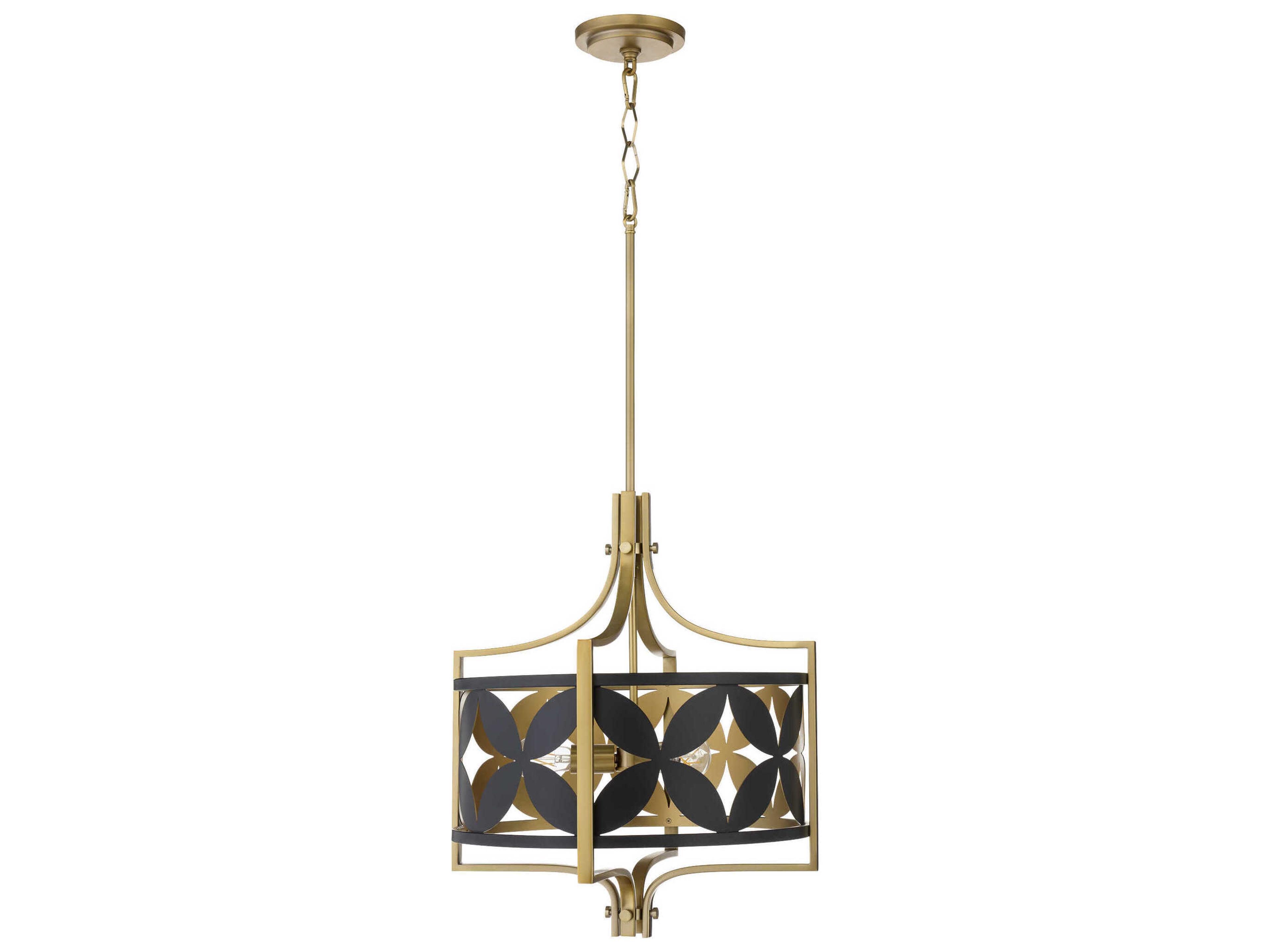 Mariposa 3-Light Matte Black Aged Brass Pendant