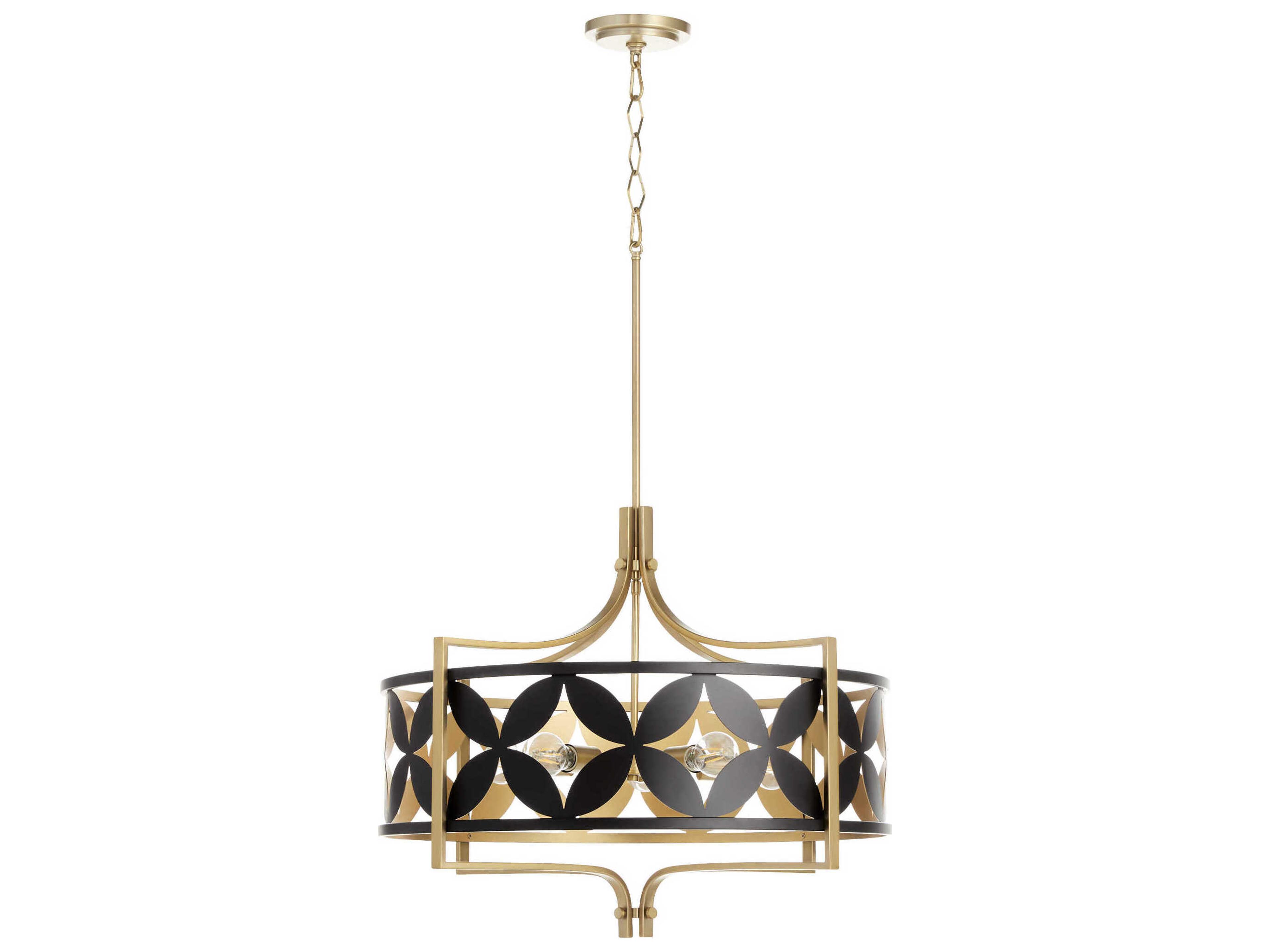 Mariposa 5-Light Matte Black Aged Brass Pendant