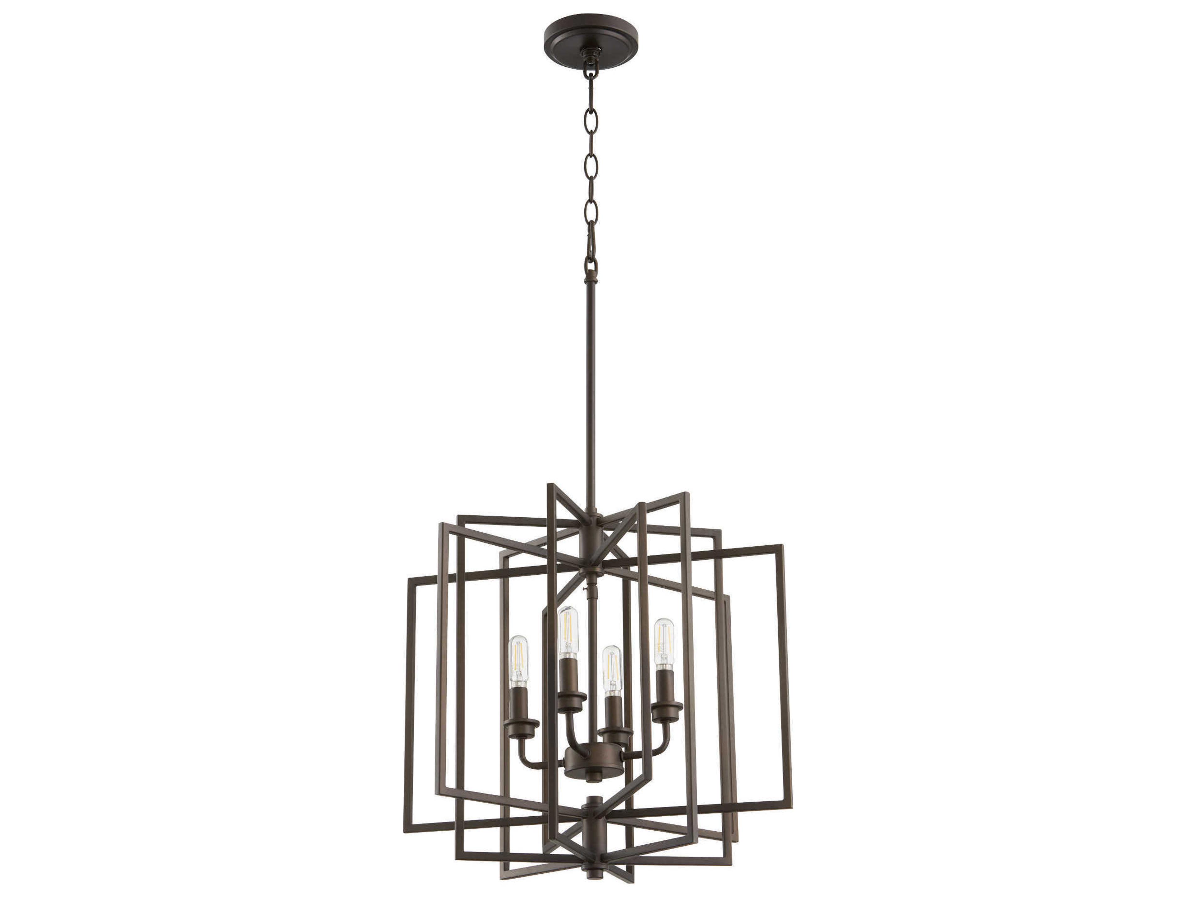 Hammond 4-Light Oiled Bronze Candelabra Geometric Chandelier