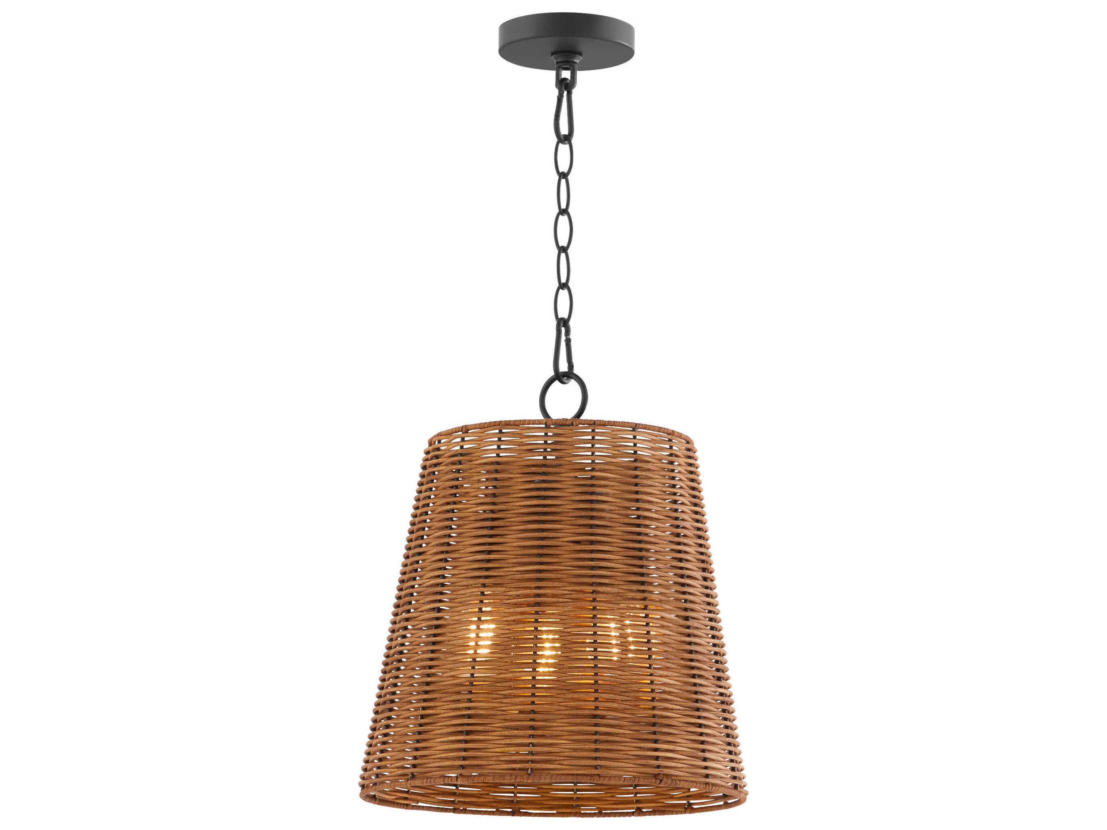 Quorum 3-Light Matte Black Drum Pendant