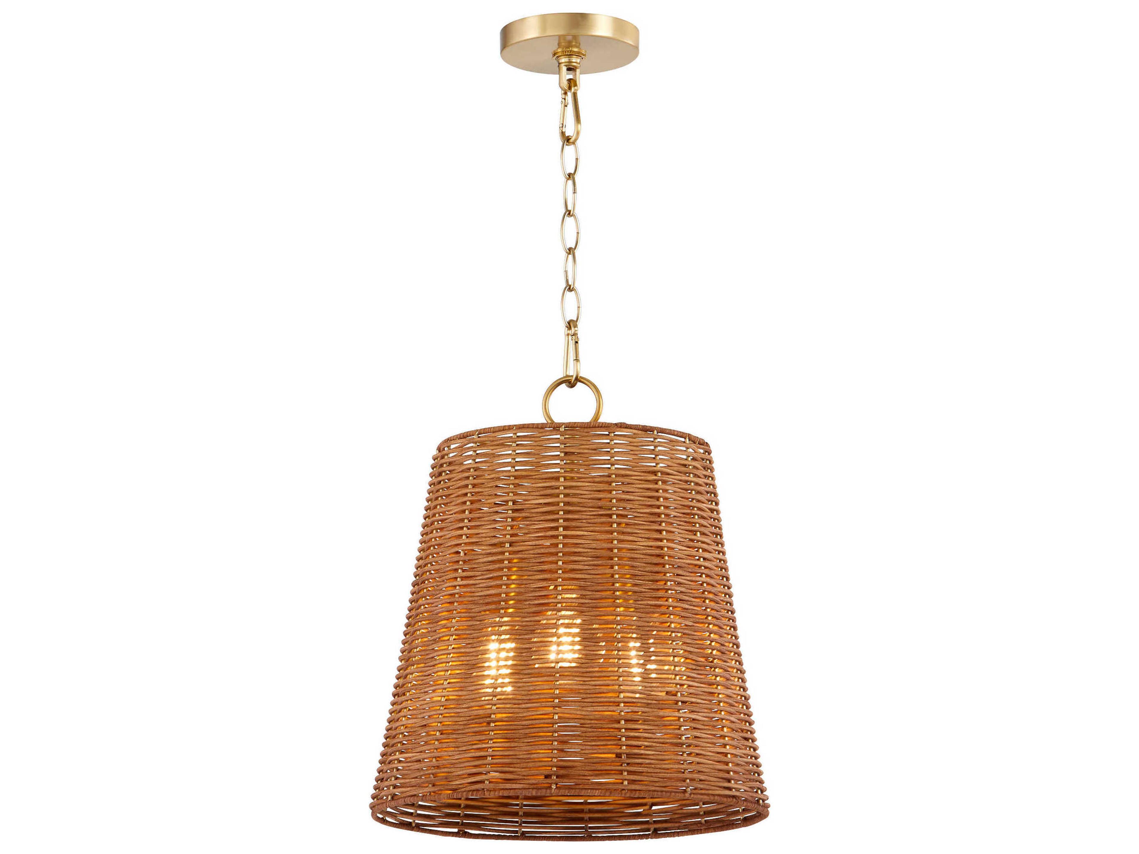 Quorum 3-Light Aged Brass Drum Pendant