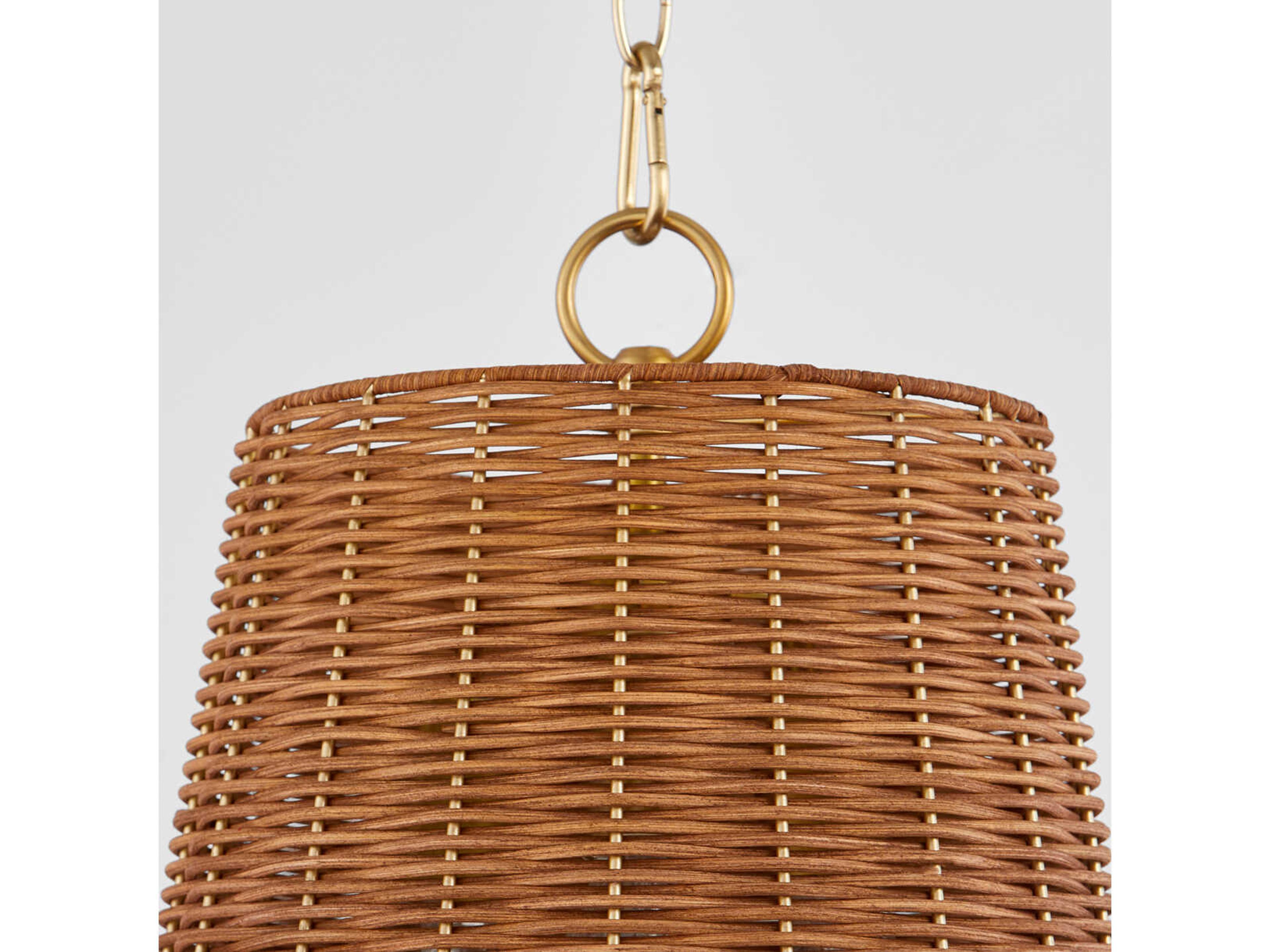 Quorum 3-Light Aged Brass Drum Pendant