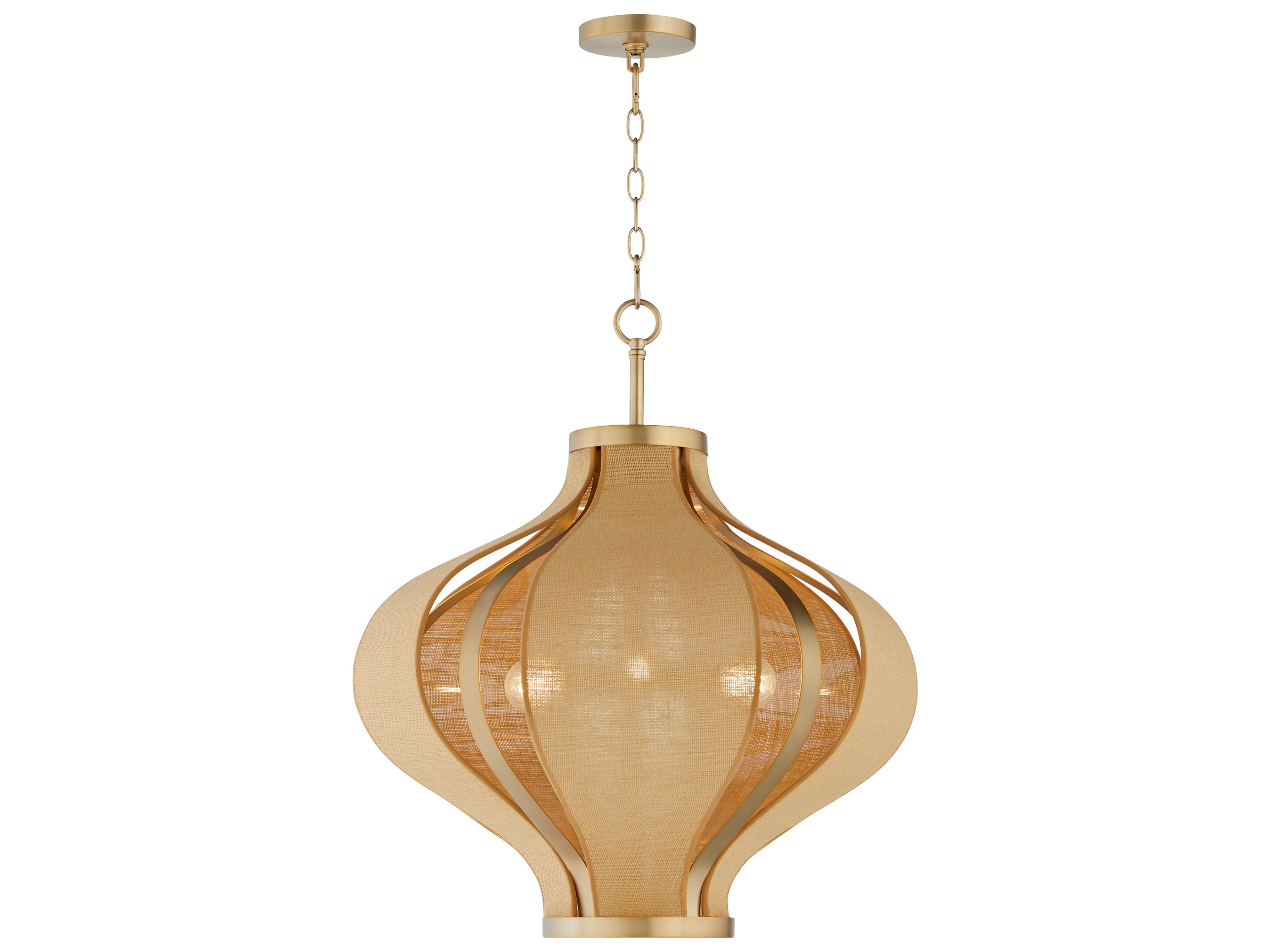 Quorum Monroe 3-Light Aged Brass Pendant