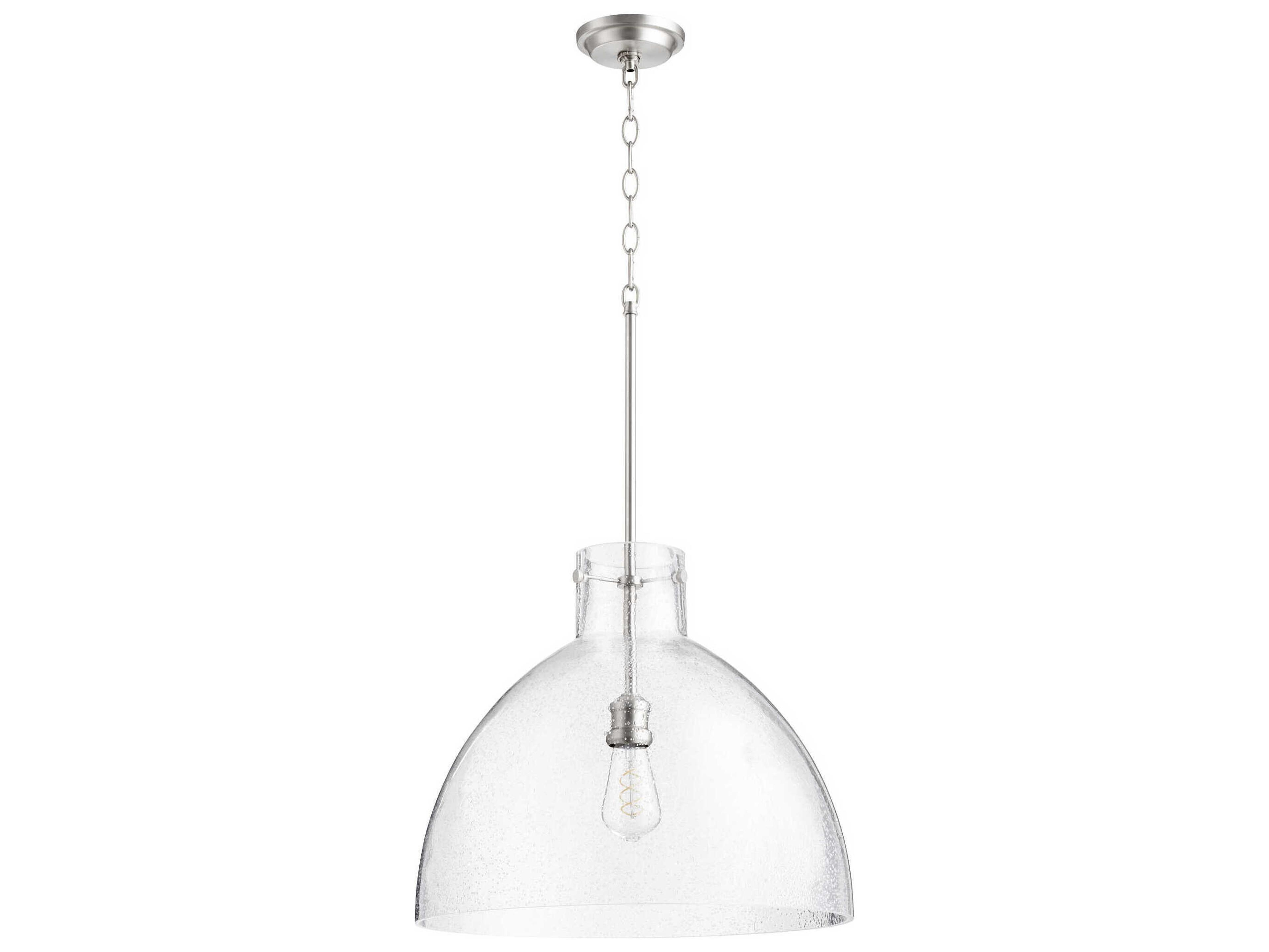 1-Light Satin Nickel Dome Pendant