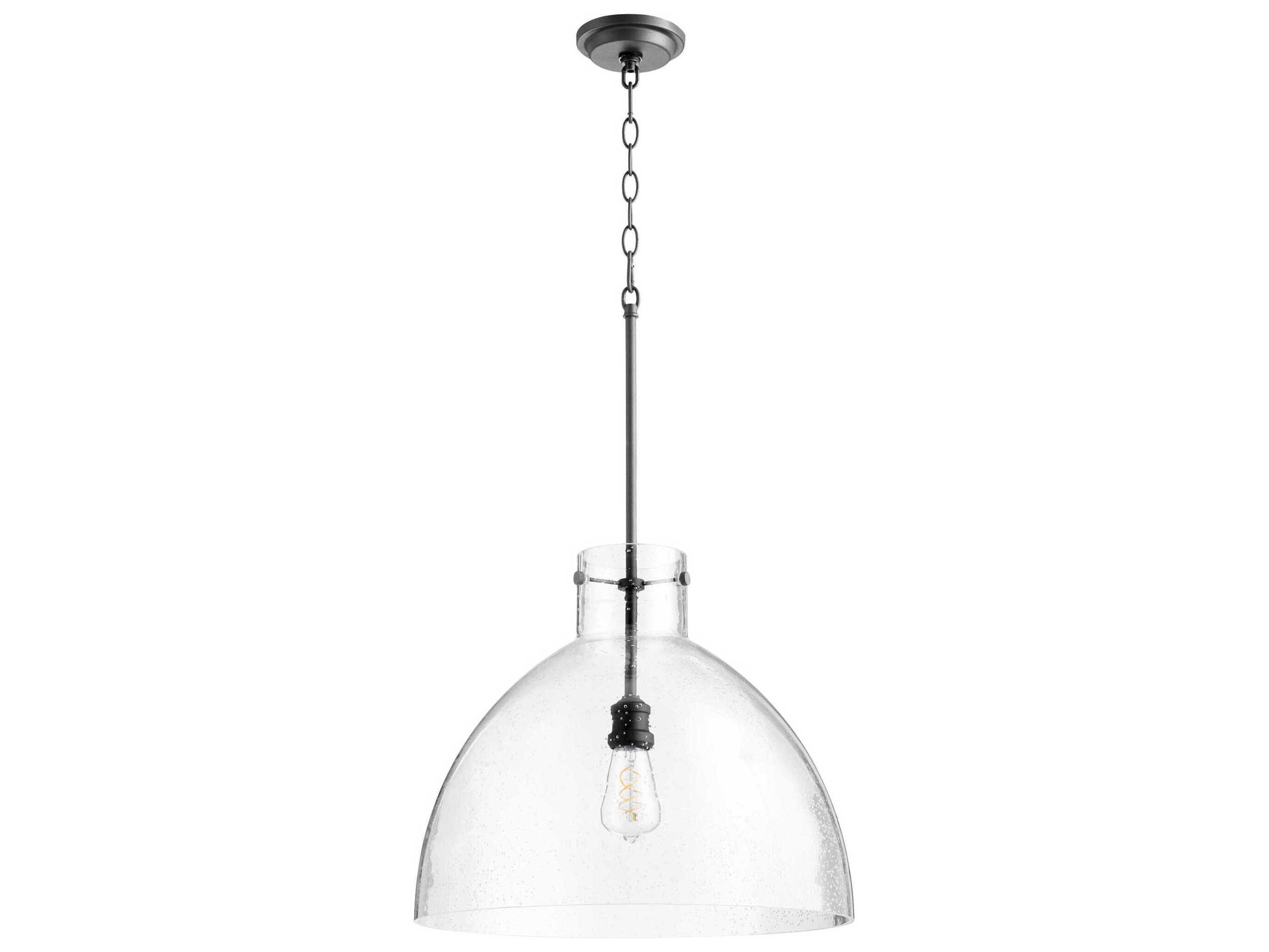1-Light Noir Black Dome Pendant
