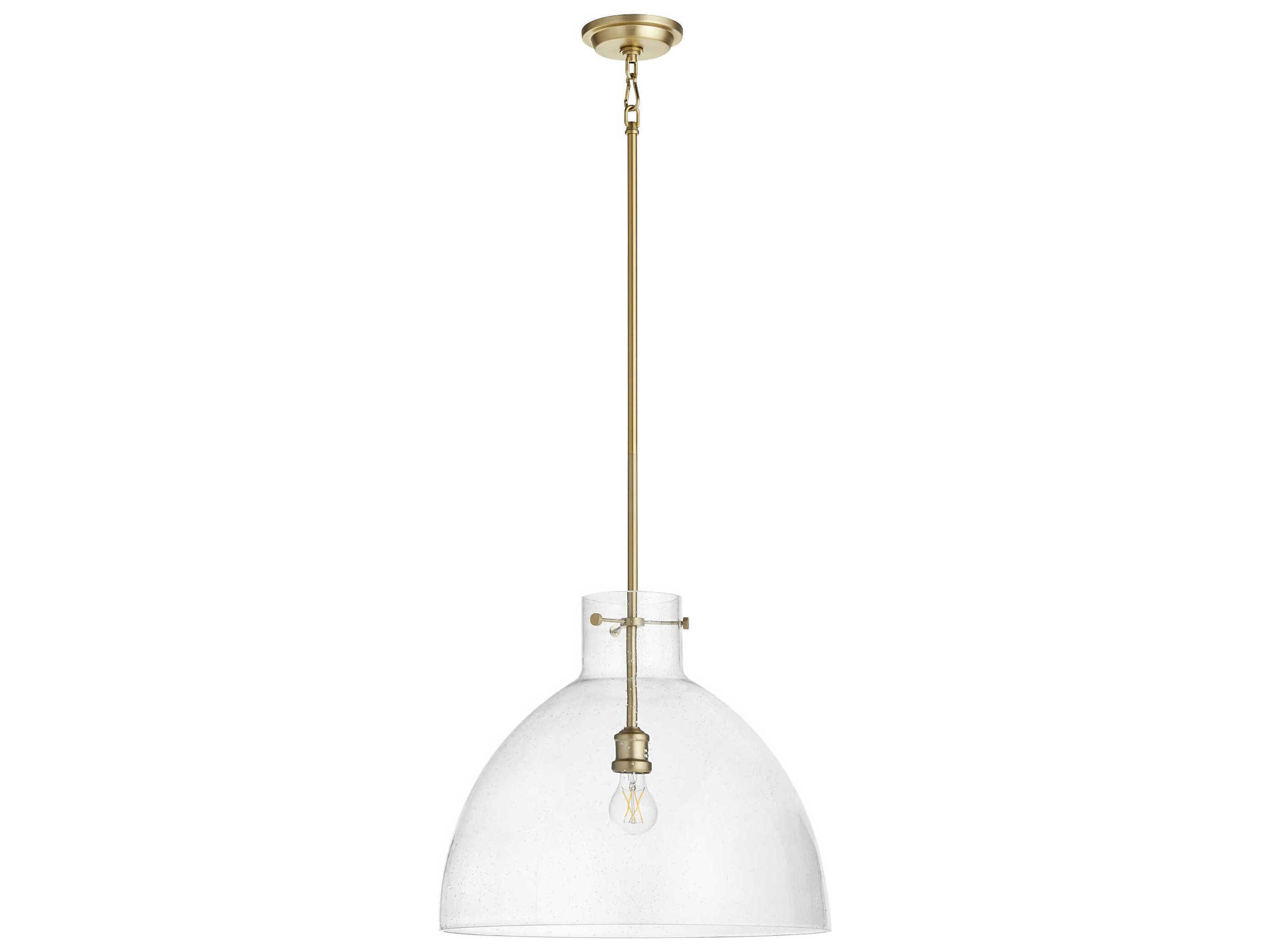 1-Light Aged Brass Dome Pendant