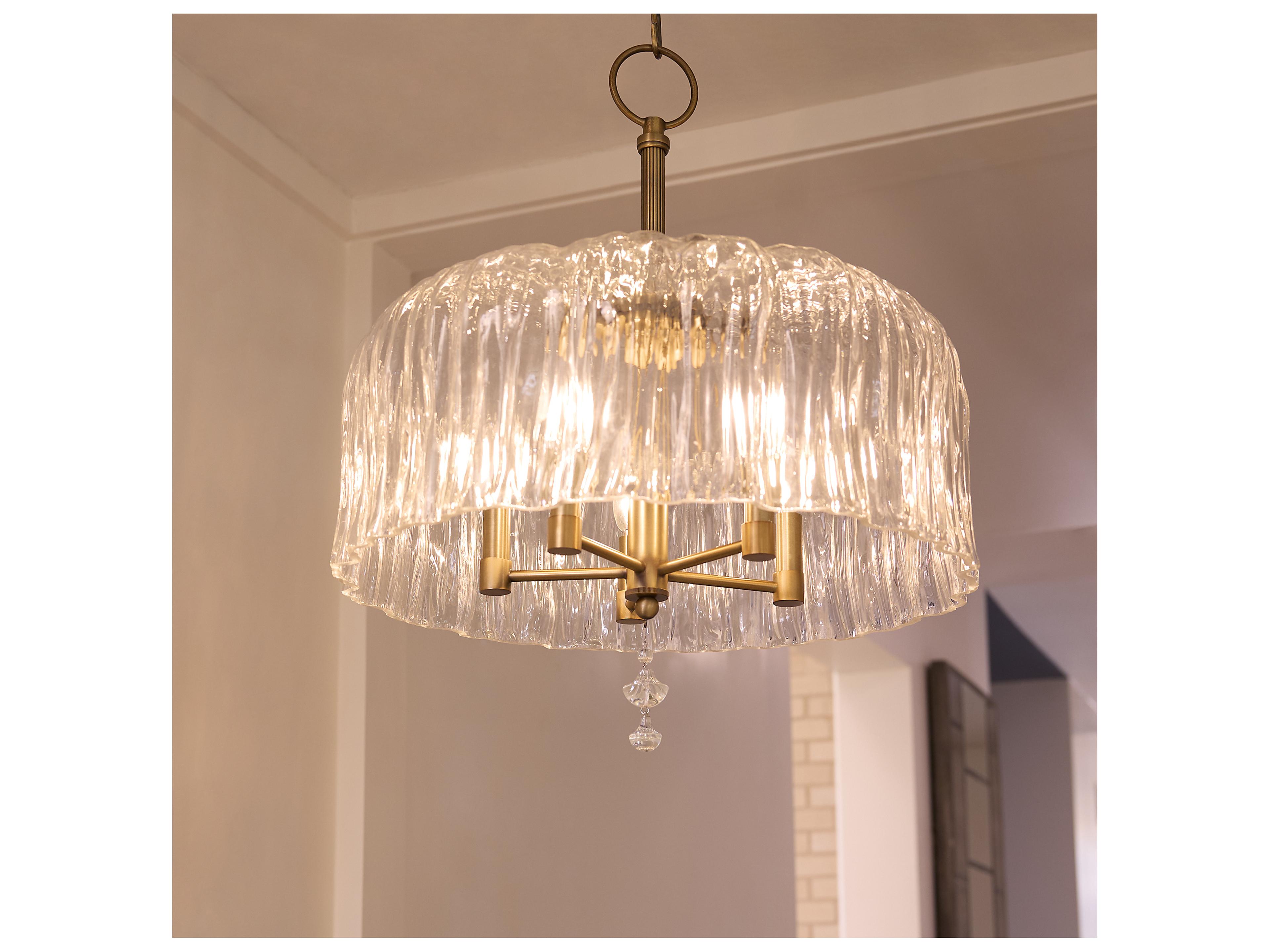 Quorum Meriam 5-Light Brushed Brass Drum Pendant