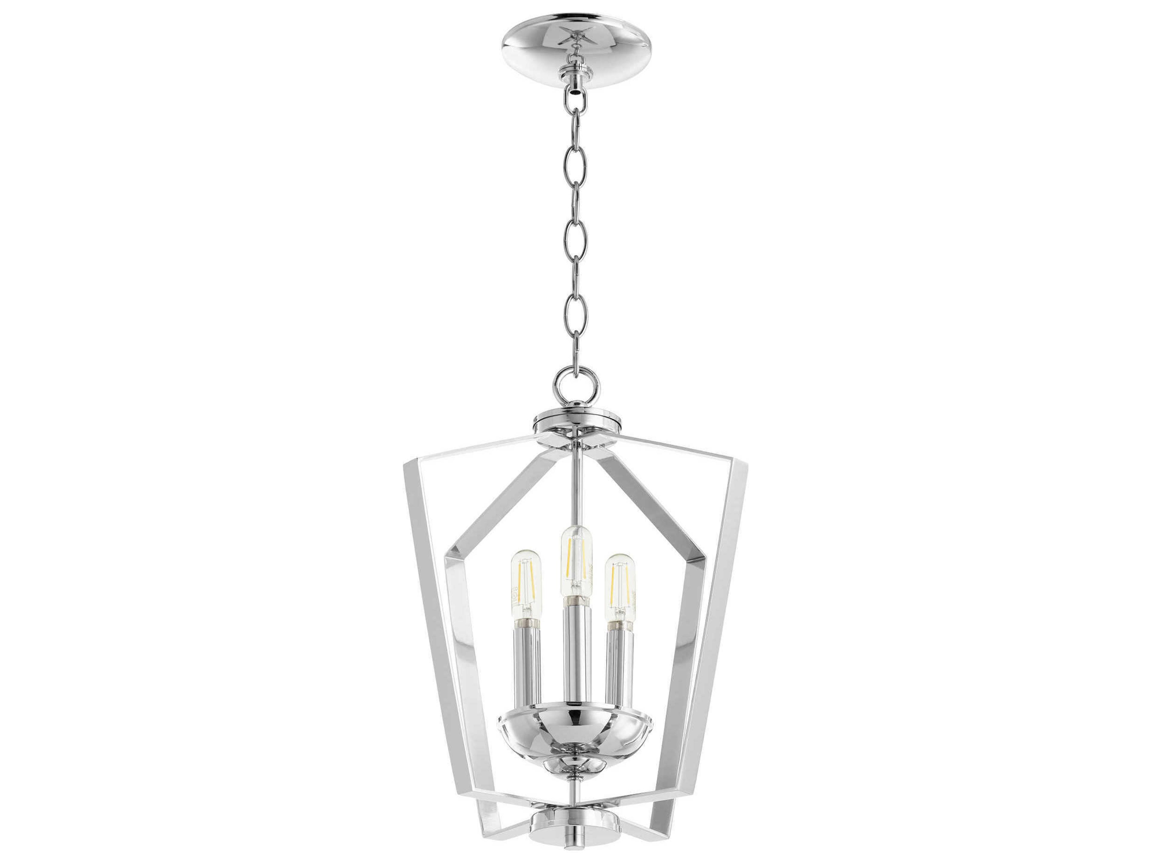 3-Light Chrome Geometric Pendant