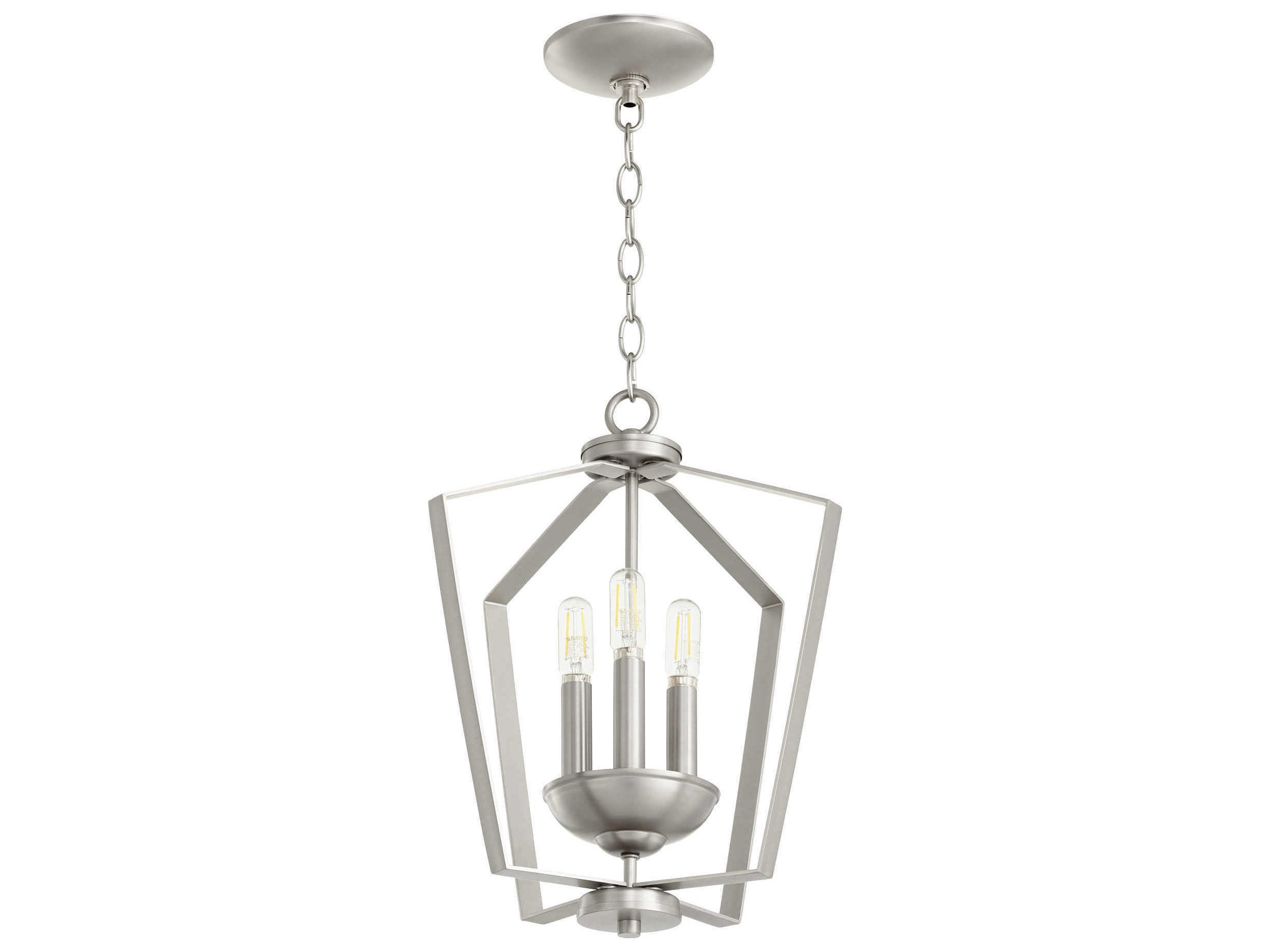 3-Light Satin Nickel Geometric Pendant