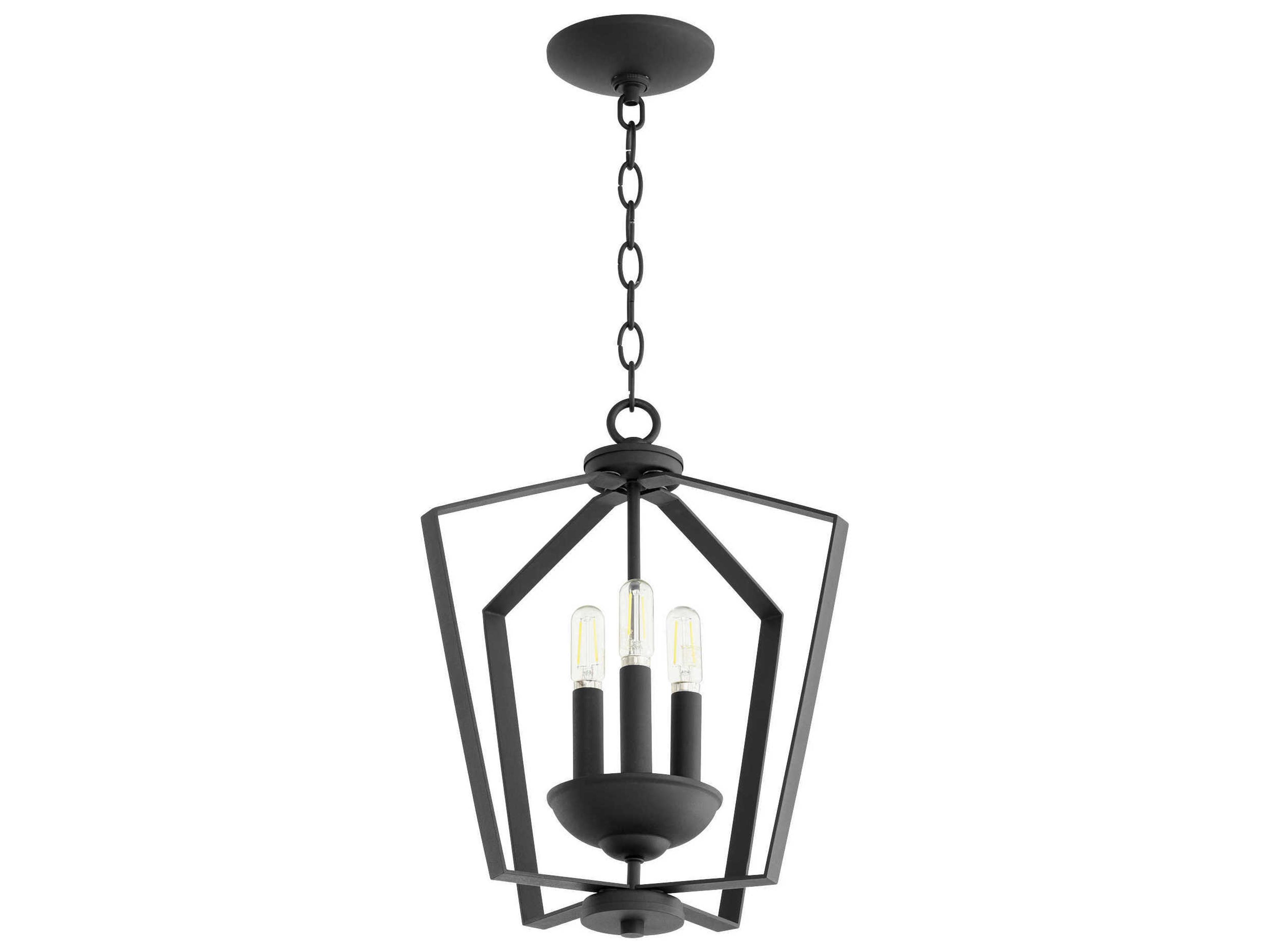 3-Light Noir Black Geometric Pendant