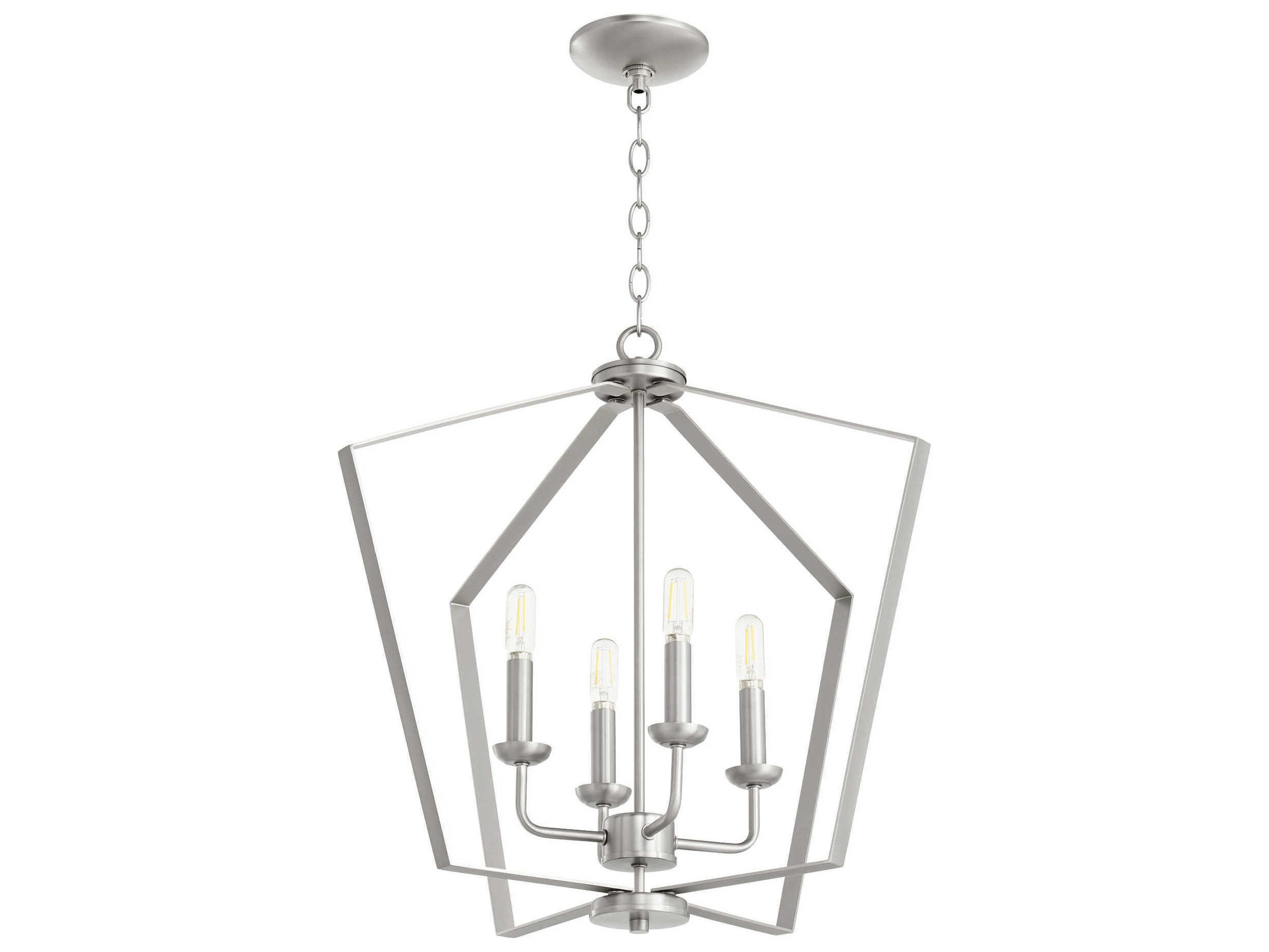 4-Light Satin Nickel Candelabra Geometric Chandelier