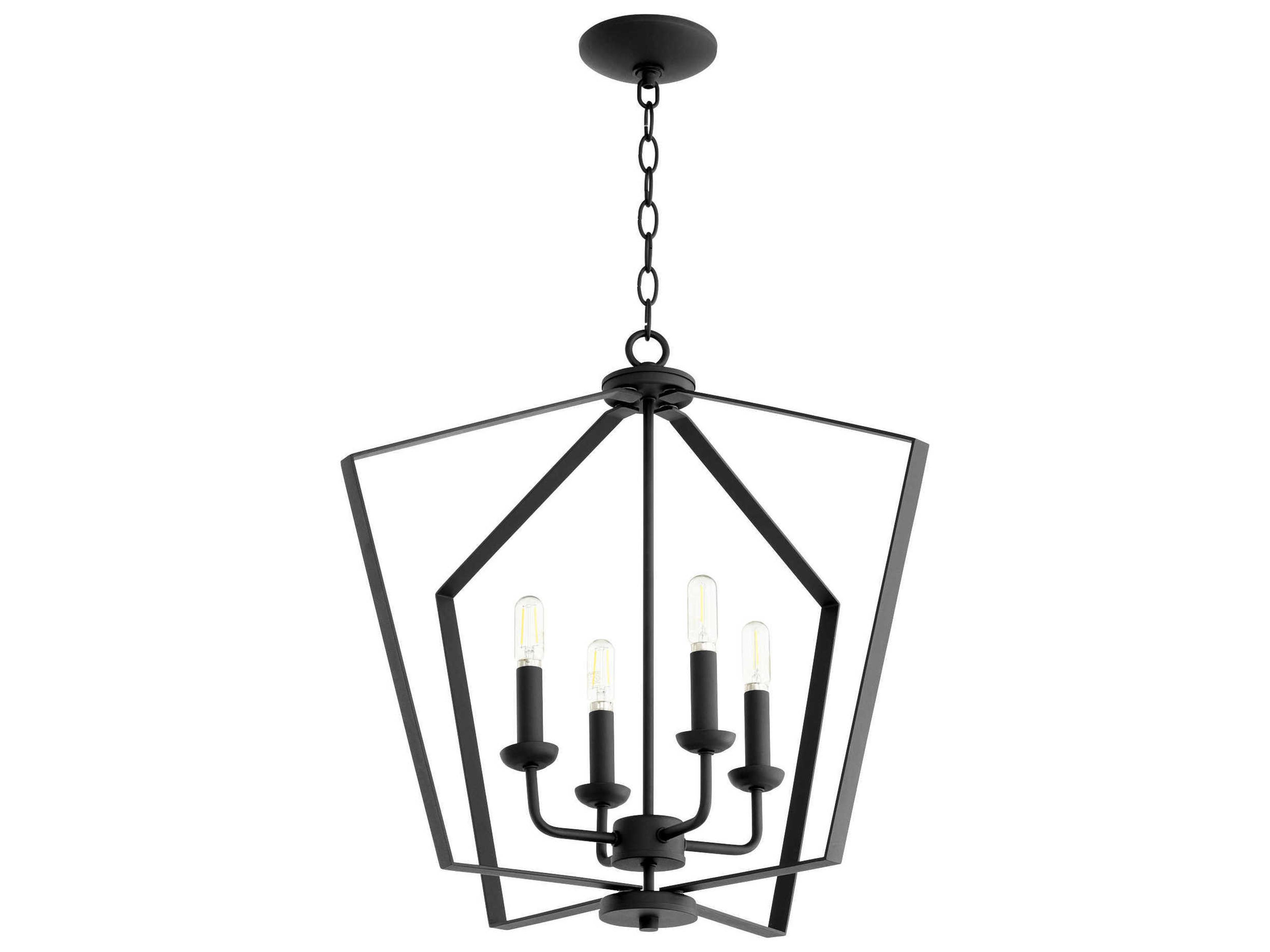4-Light Noir Black Candelabra Geometric Chandelier