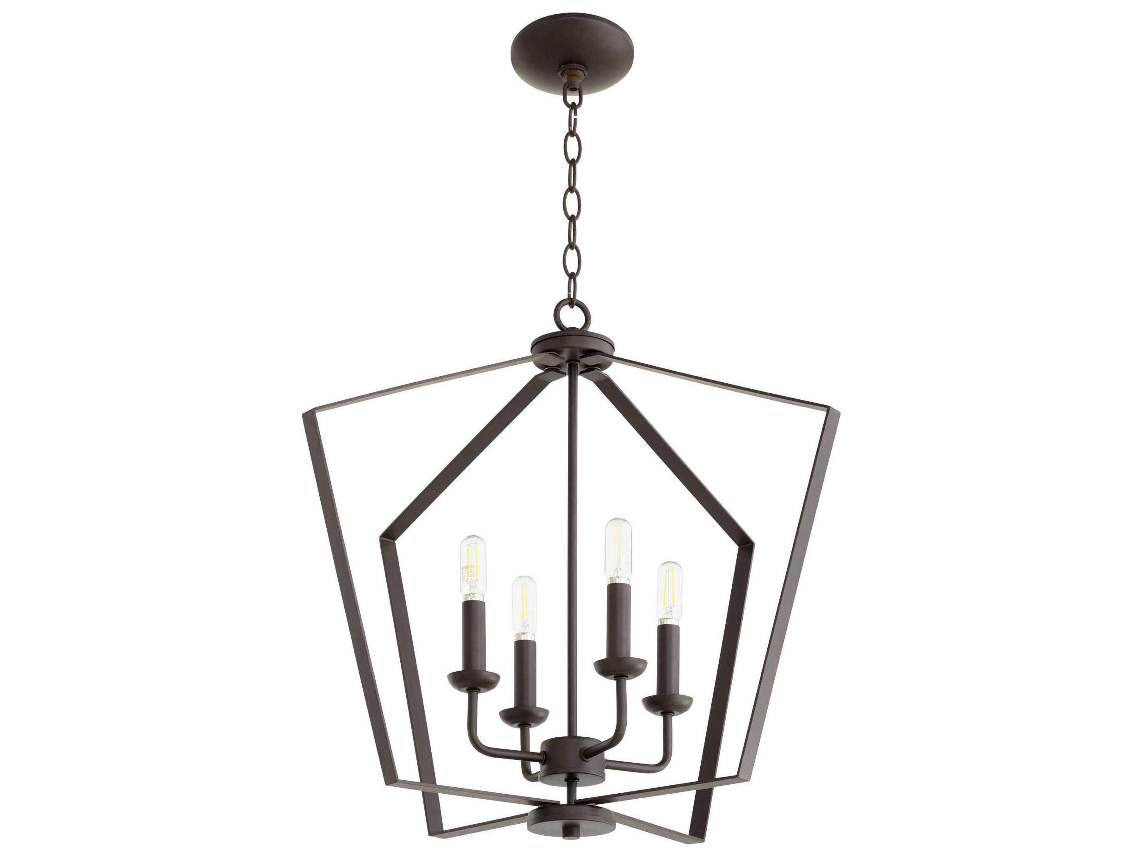 4-Light Oiled Bronze Candelabra Geometric Chandelier