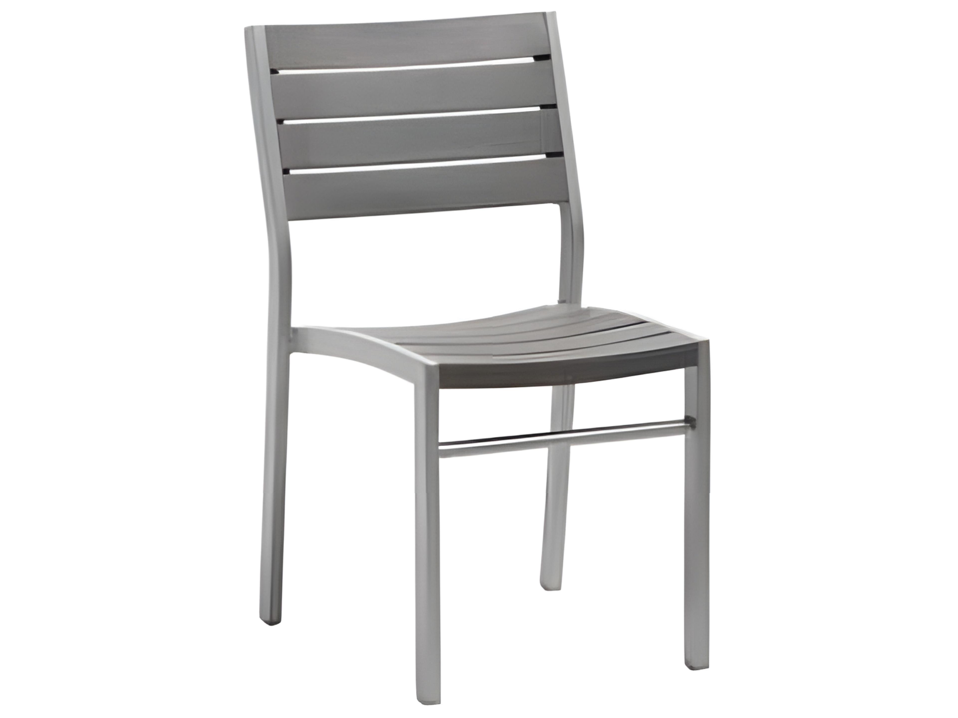 New Mirage Silver Aluminum Faux Teak Dining Chair