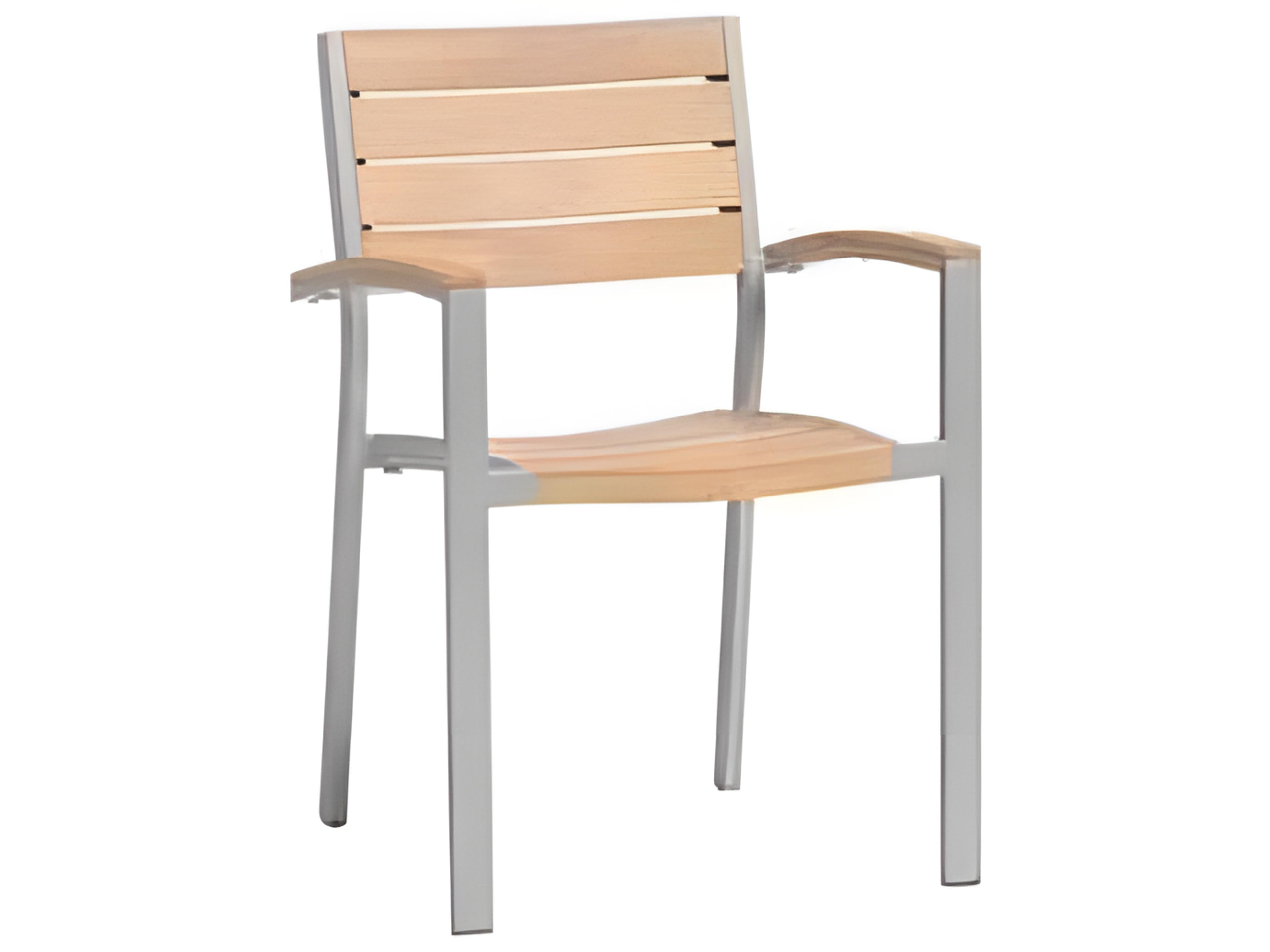 New Mirage Silver Aluminum Faux Teak Dining Chair