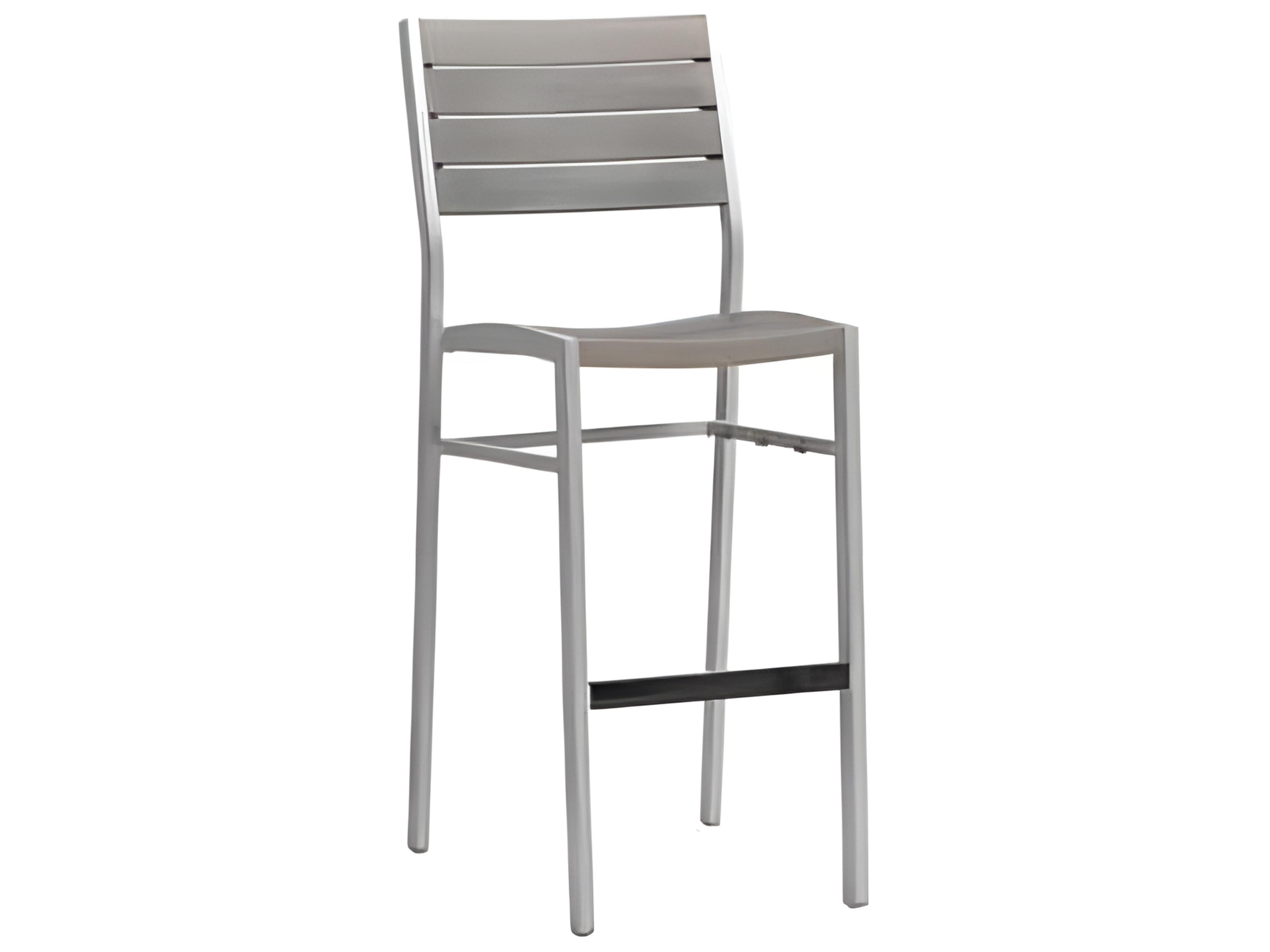 New Mirage Silver Aluminum Faux Teak Bar Stool