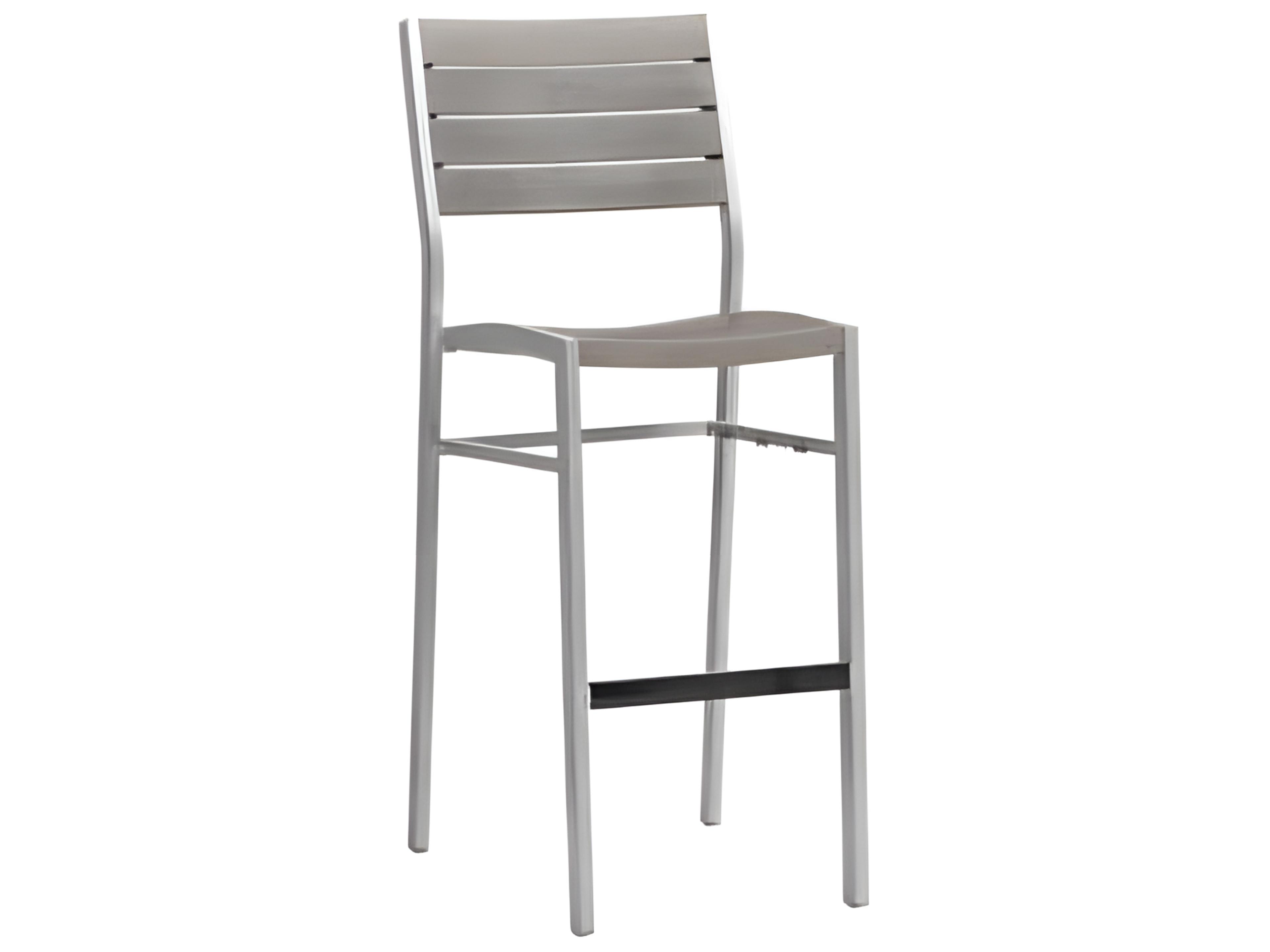 Ratana New Mirage Silver Aluminum Faux Teak Bar Stool