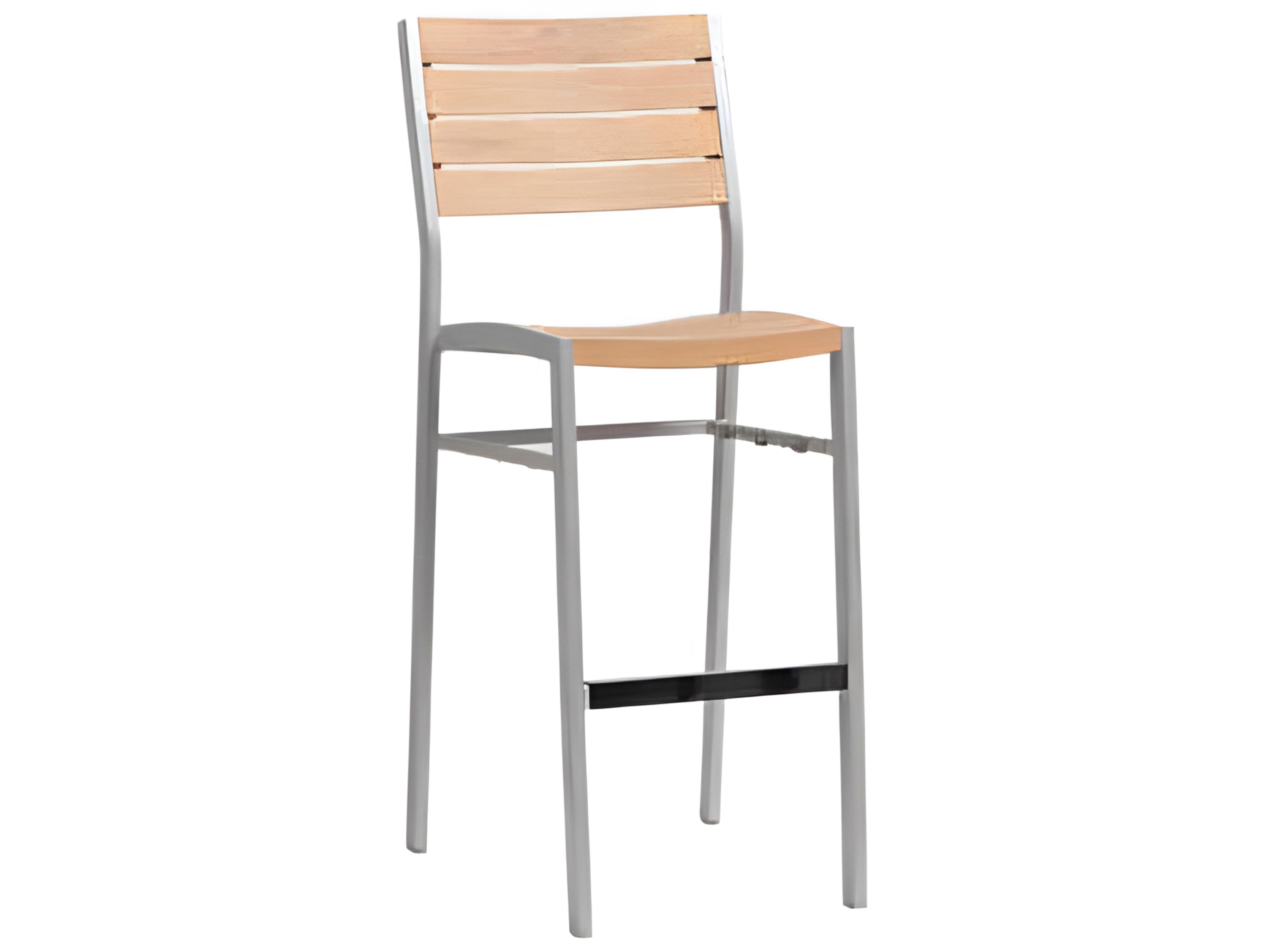 Ratana New Mirage Silver Aluminum Faux Teak Bar Stool