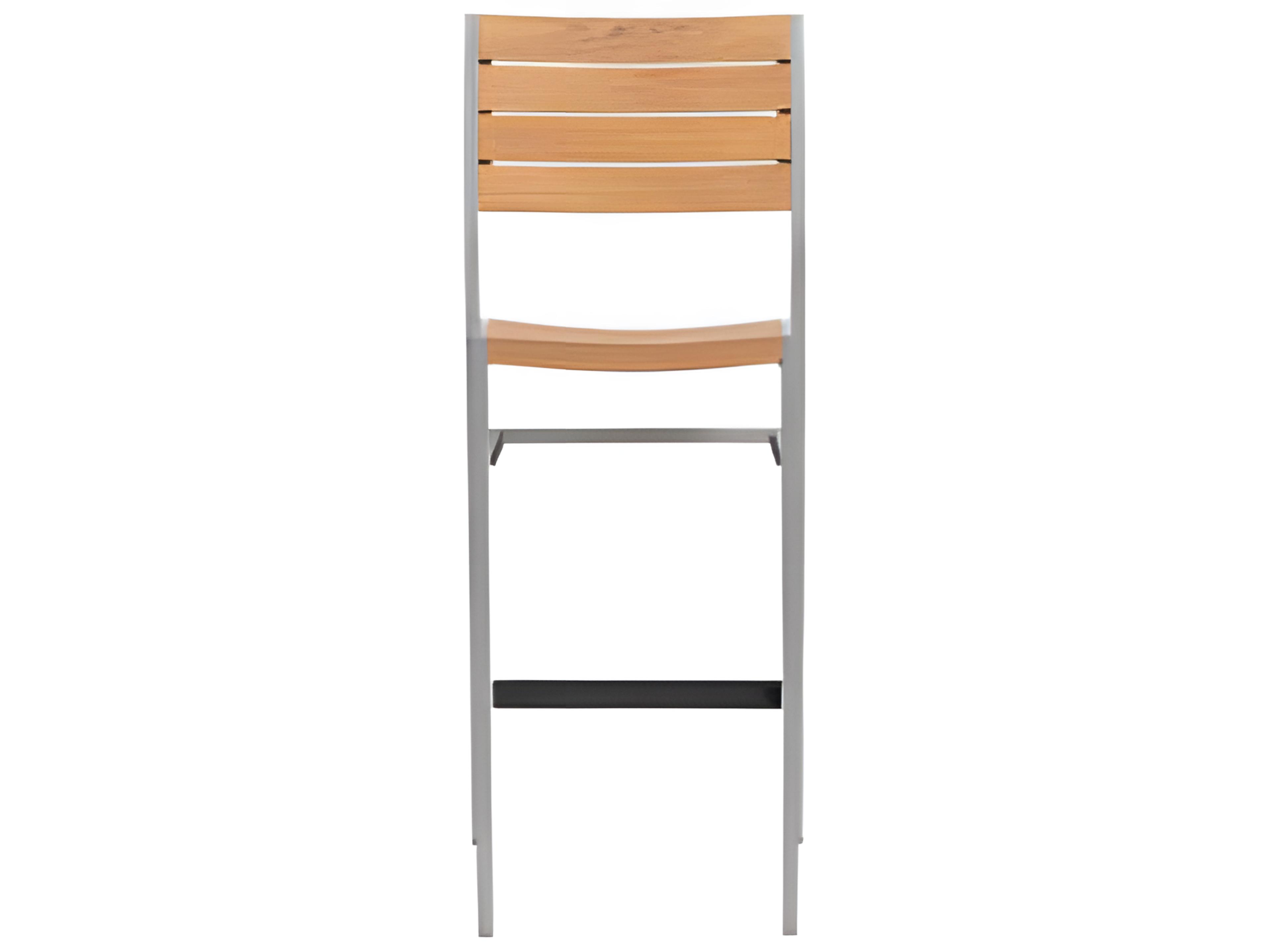 Ratana New Mirage Silver Aluminum Faux Teak Bar Stool