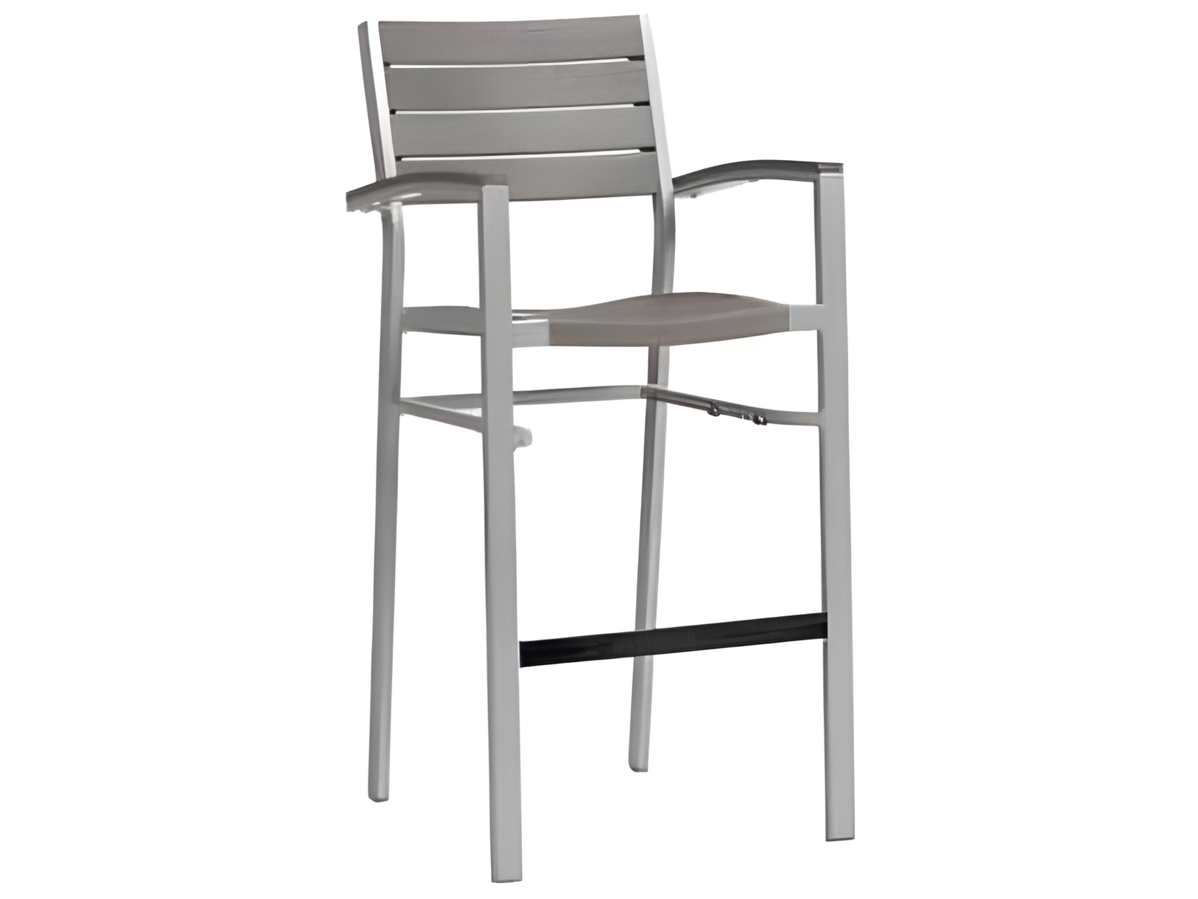 New Mirage Silver Aluminum Faux Teak Bar Stool