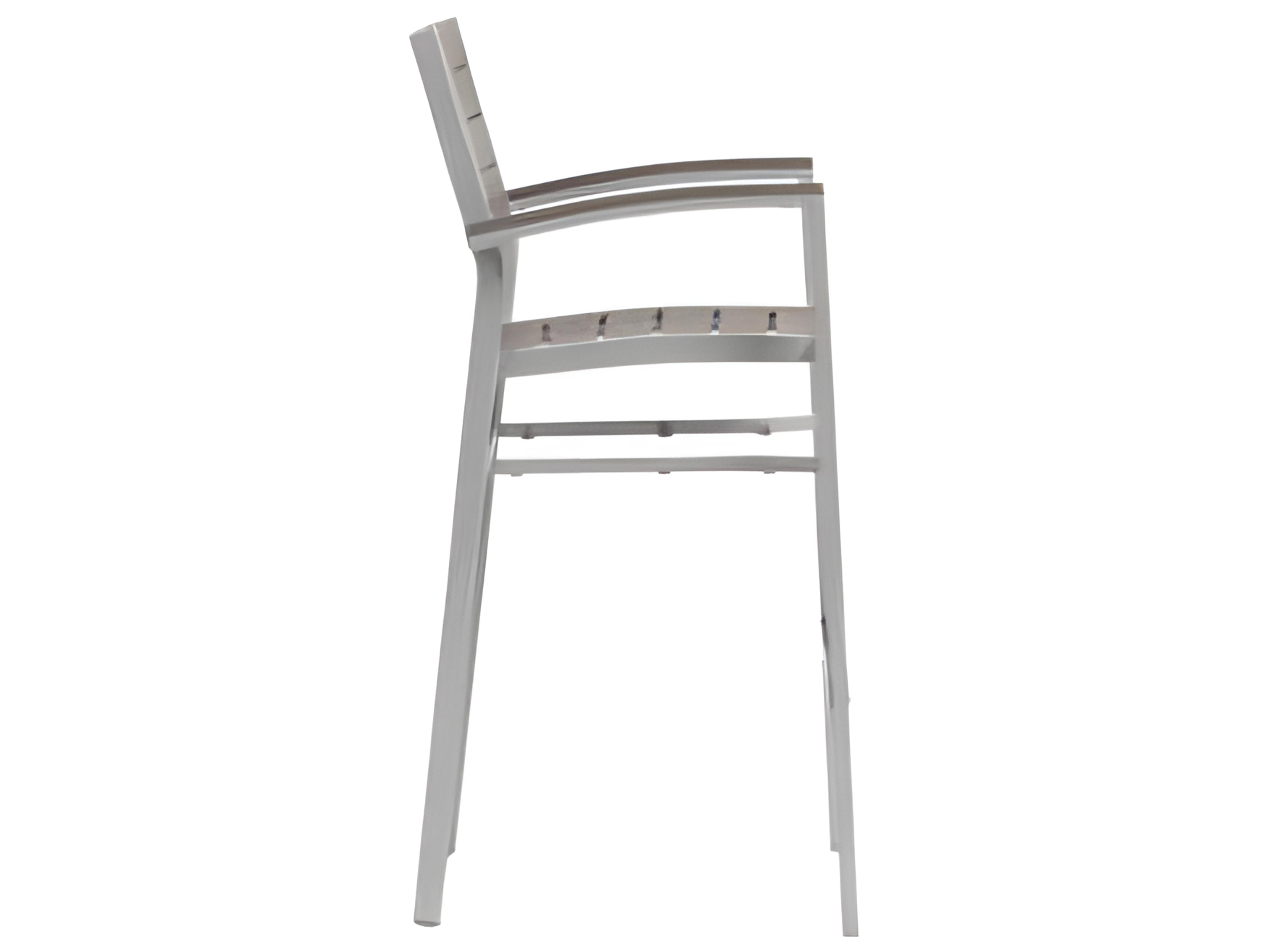 Ratana New Mirage Silver Aluminum Faux Teak Bar Stool