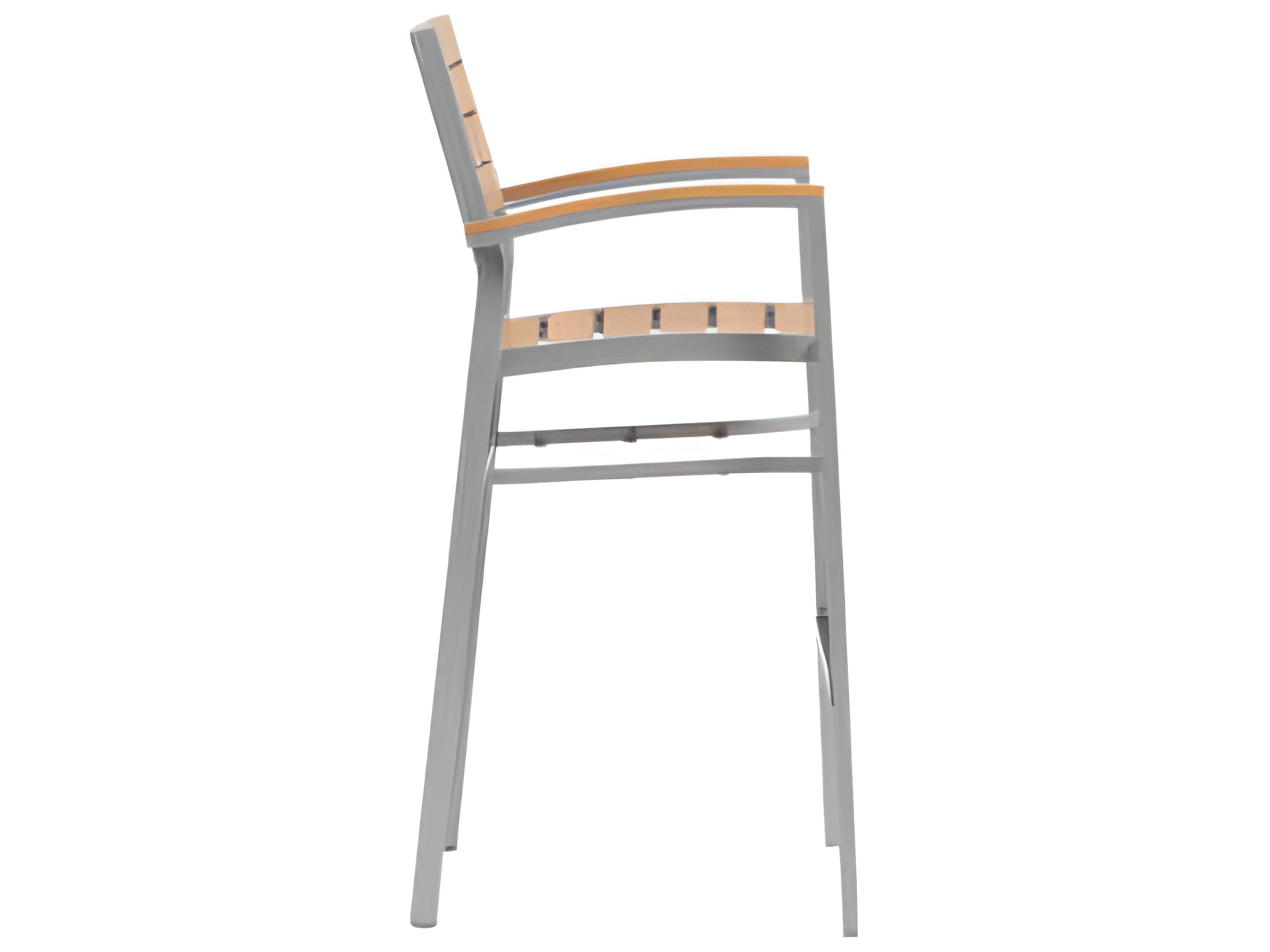 Ratana New Mirage Silver Aluminum Faux Teak Bar Stool