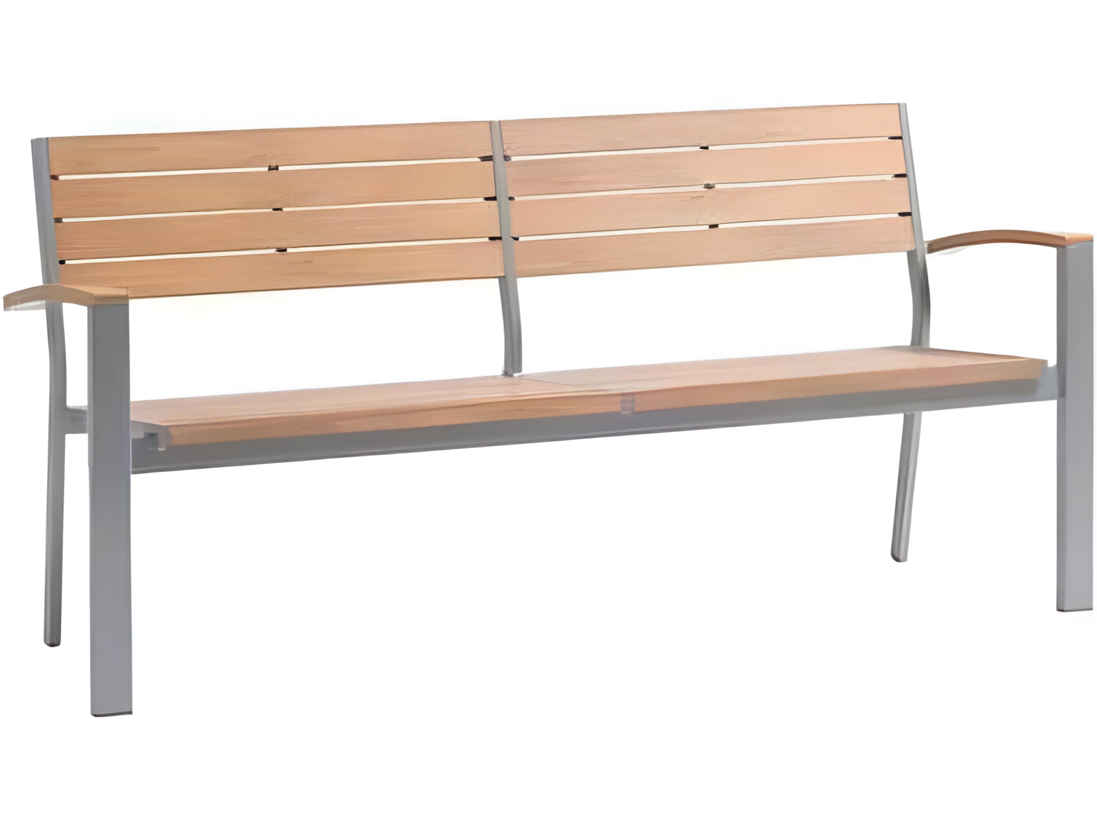 New Mirage Silver Aluminum Faux Teak Bench