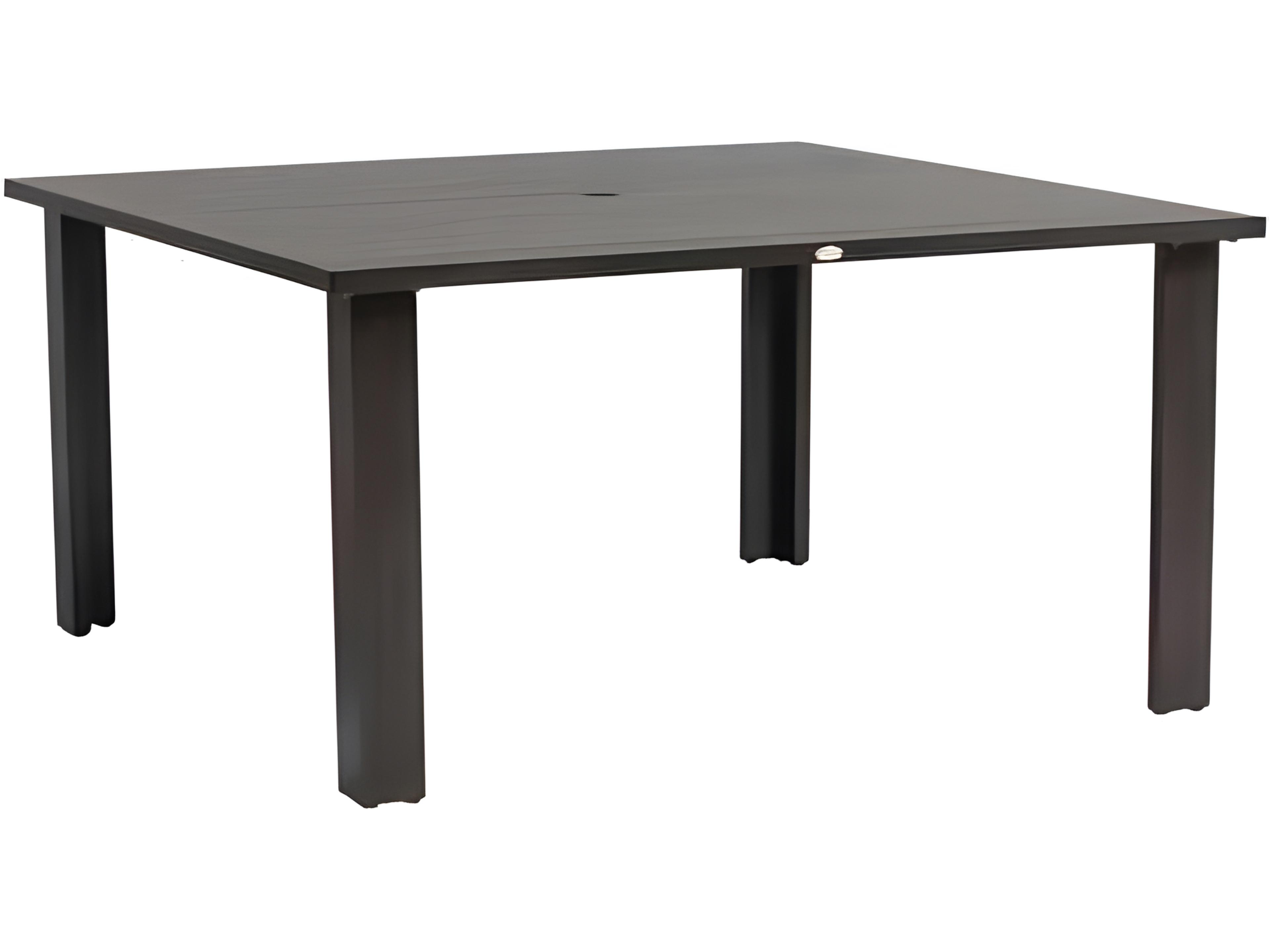 Limo Silver Ash Grey Aluminum Square Umbrella Hole Dining Table